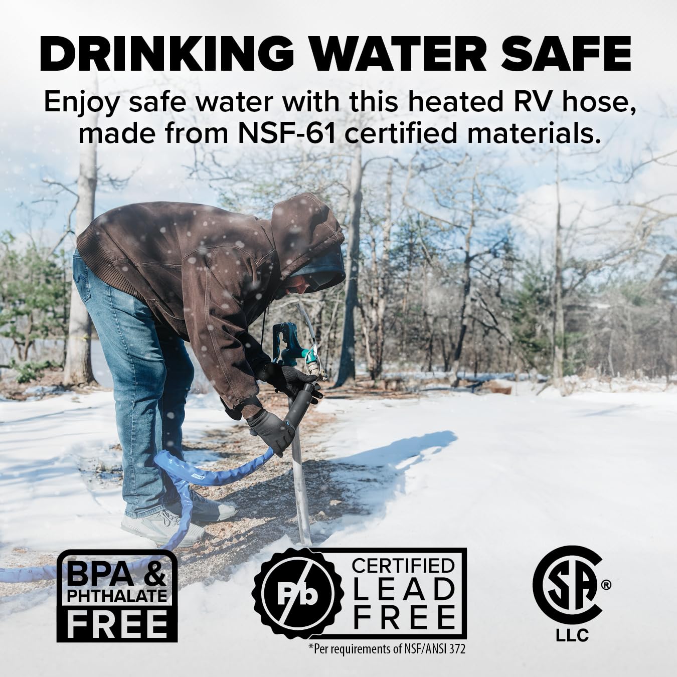 Camco 25-Ft Heated Water Hose For Rv - Water Line Freeze Protection Down To -20F/-28C - Features Energy-Saving Thermostat & Incl,WBAUVB01ABONB0A