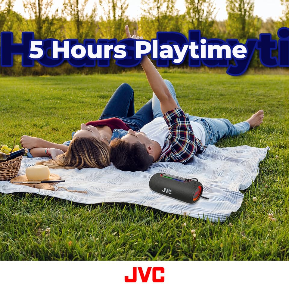 Jvc Illuminated Portable Wireless Speaker With 20W Max Outputs, Dynamic Sound, Bluetooth 5.0, Tws Capability, Usb C, Ipx5, Aux I