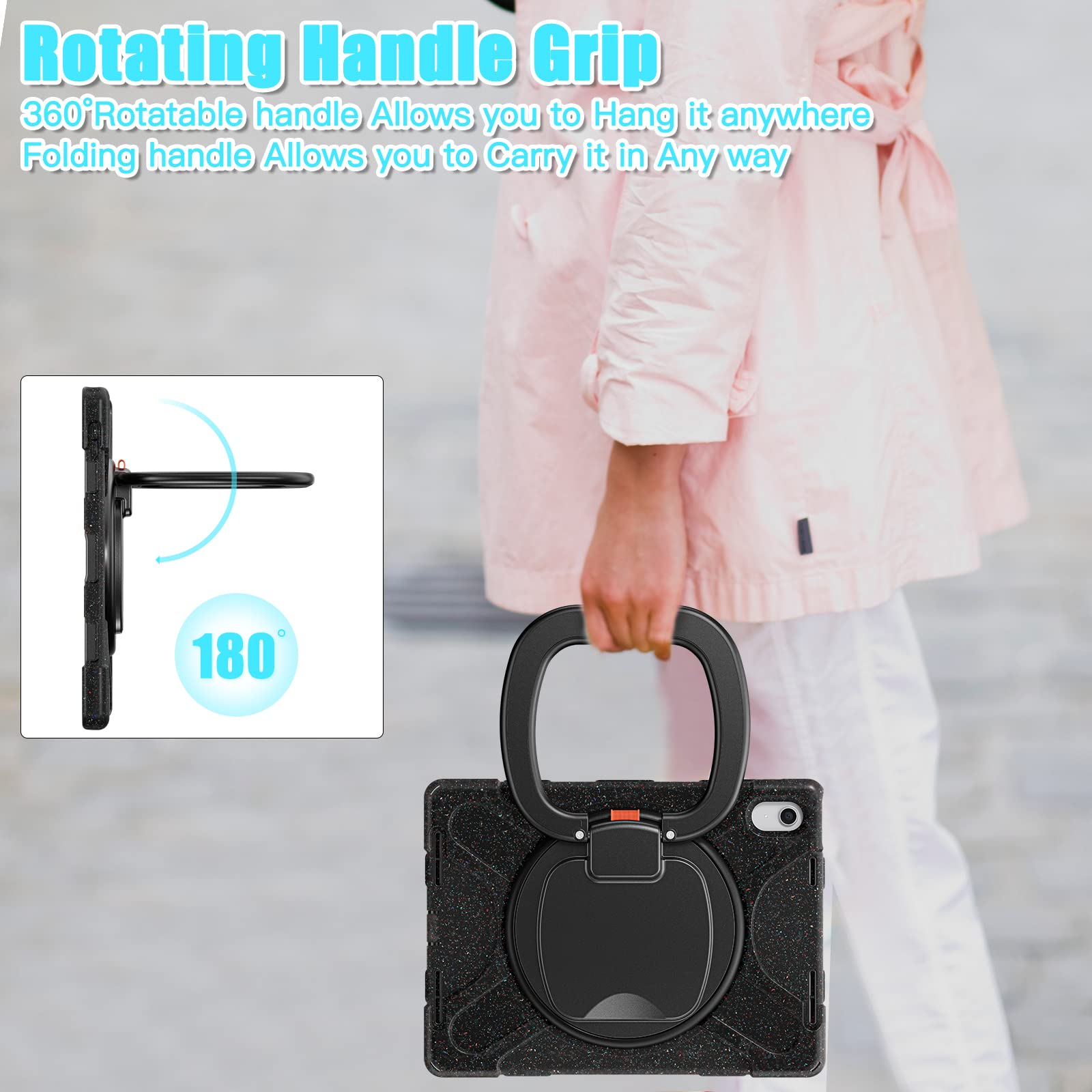 Lx Suncx For Ipad 10.2 Case 9Th Generation 2021 / 8Th Gen 2020 /7Th 2019,Shockproof Kids Case With Screen Protector,Rotating Sta