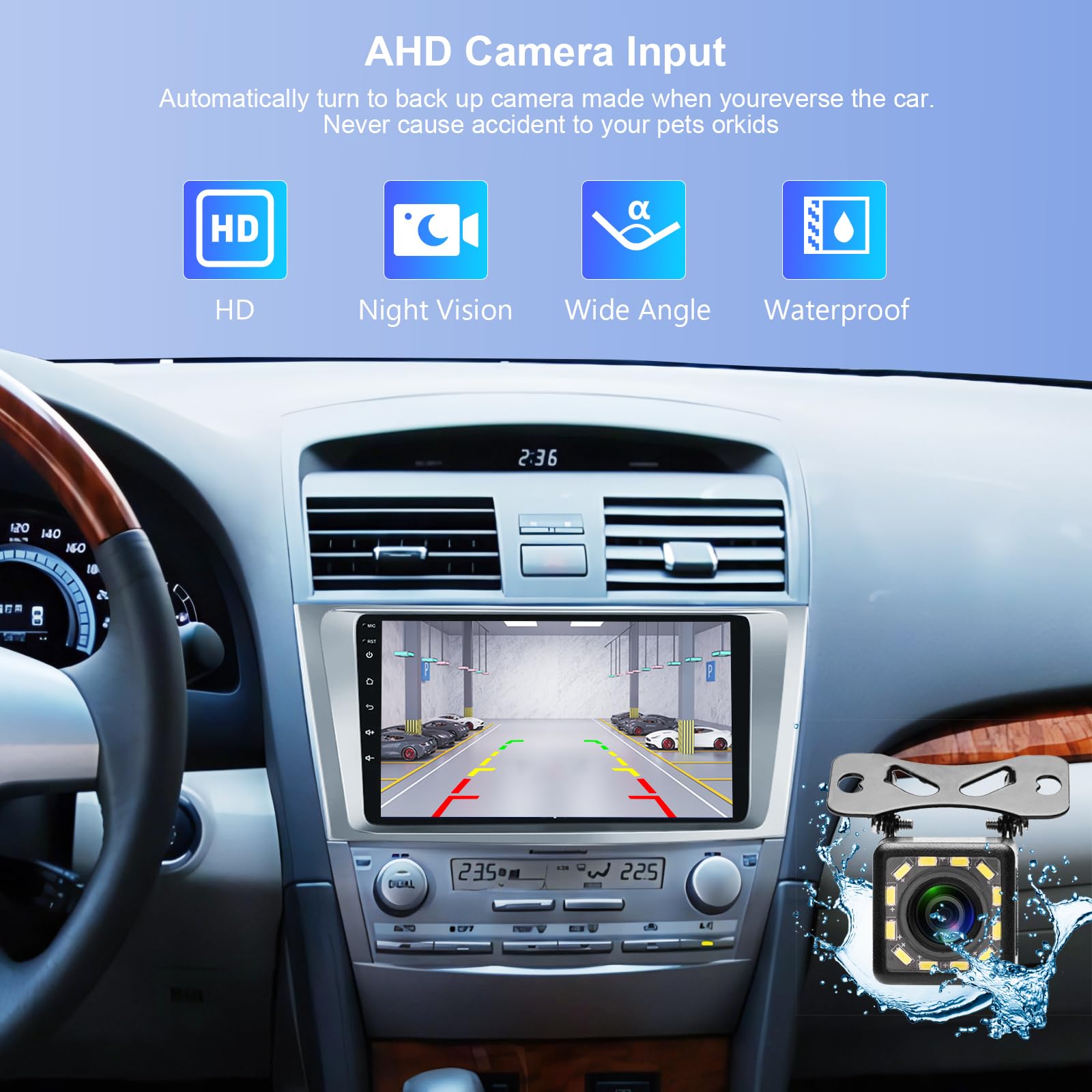 For Toyota Camry 2006 2007 2008 2009 2010 2011, Rimoody Android 13 Car Radio Stereo 9 Inch Touch Screen With Gps Navigation Blue