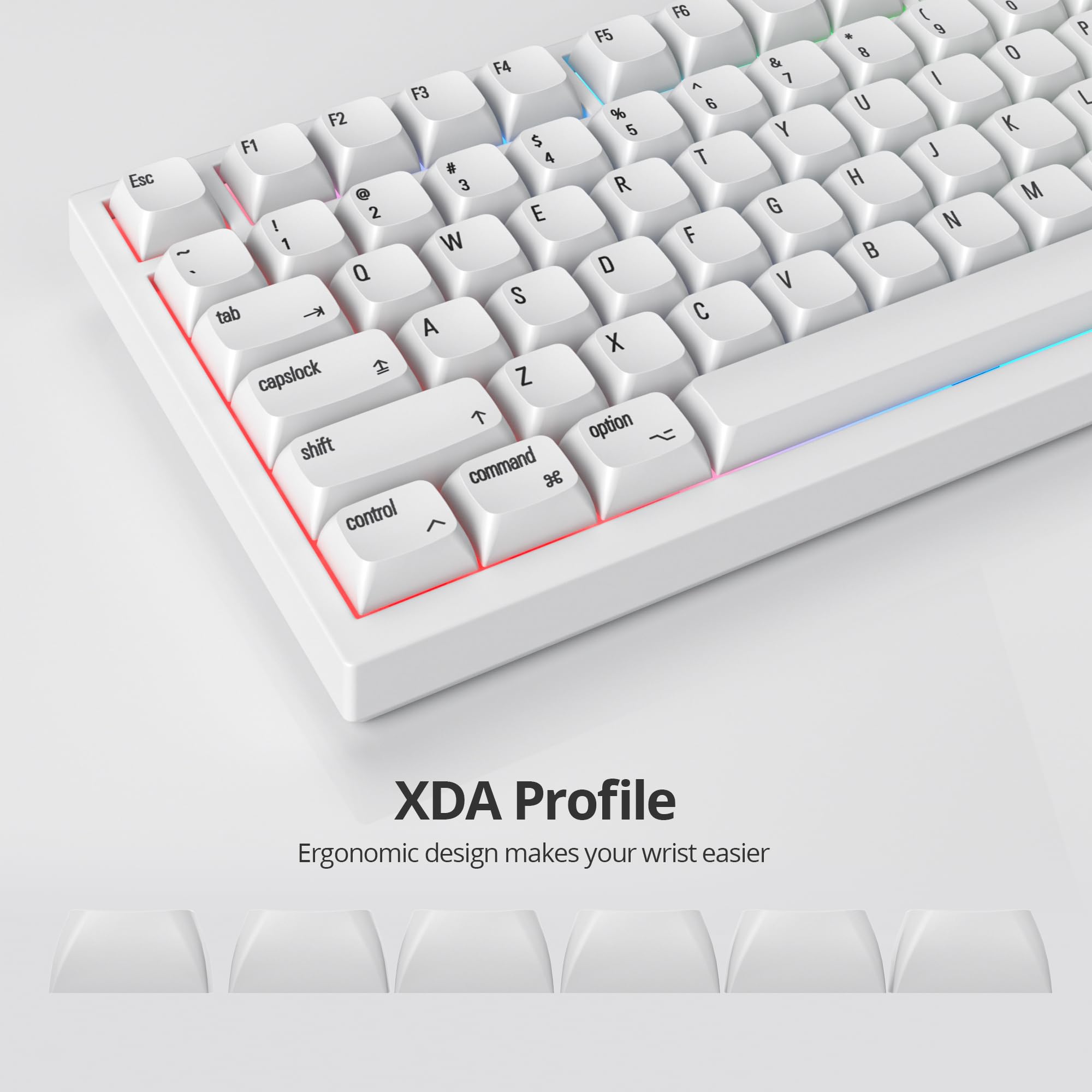 Guffercty Kred 128 Keys Xda Profile Minimalist White Keycaps 75 Percent Dye Sub Pbt Keyboard Caps With Iso Keys For Mac 60% 65%