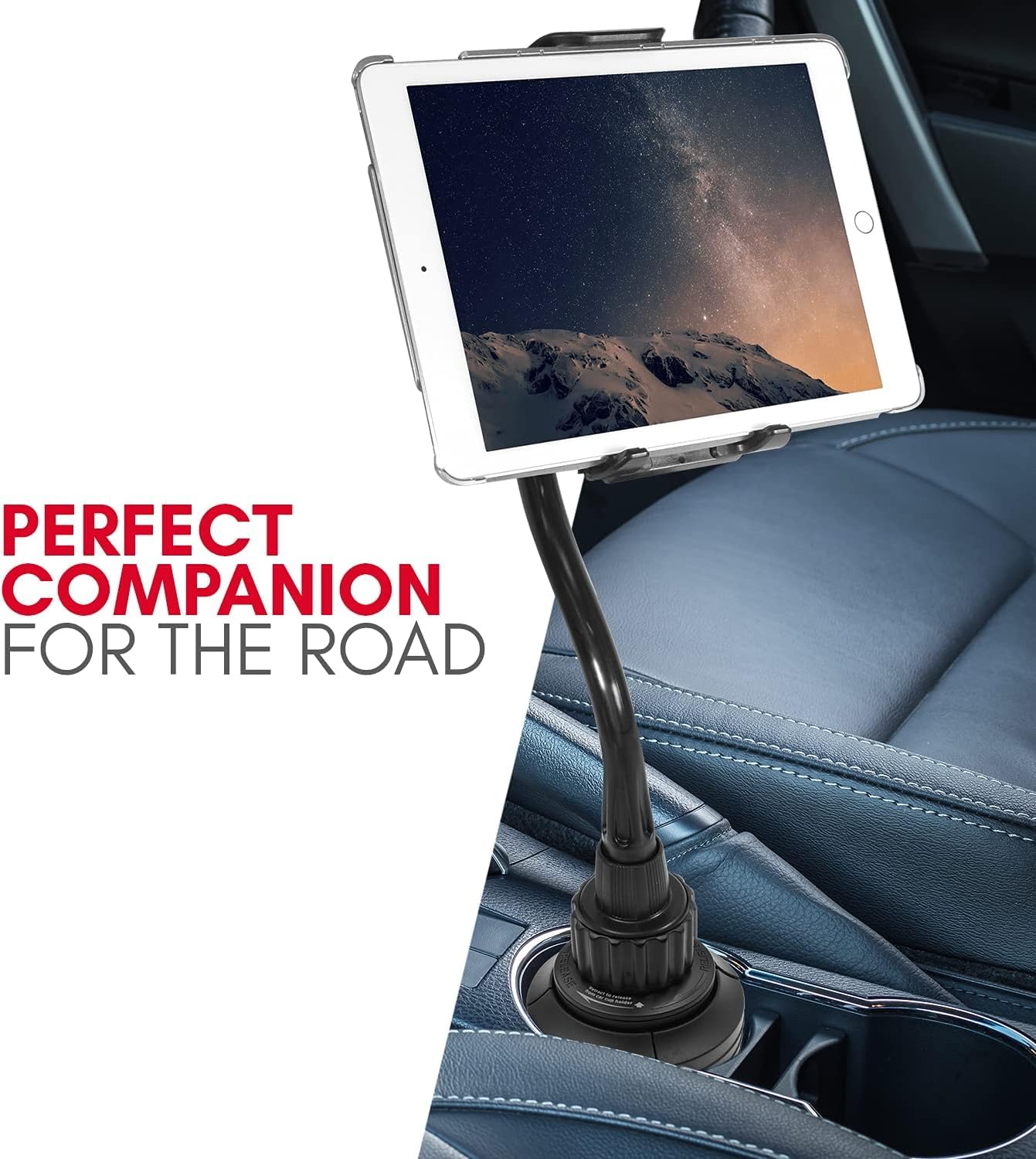 Cup Holder Tablet Mount, Macally Ipad Cup Holder Car Mount - 12 Flexible Gooseneck Ipad Car Mount - Tablet Holder For Truck, Car