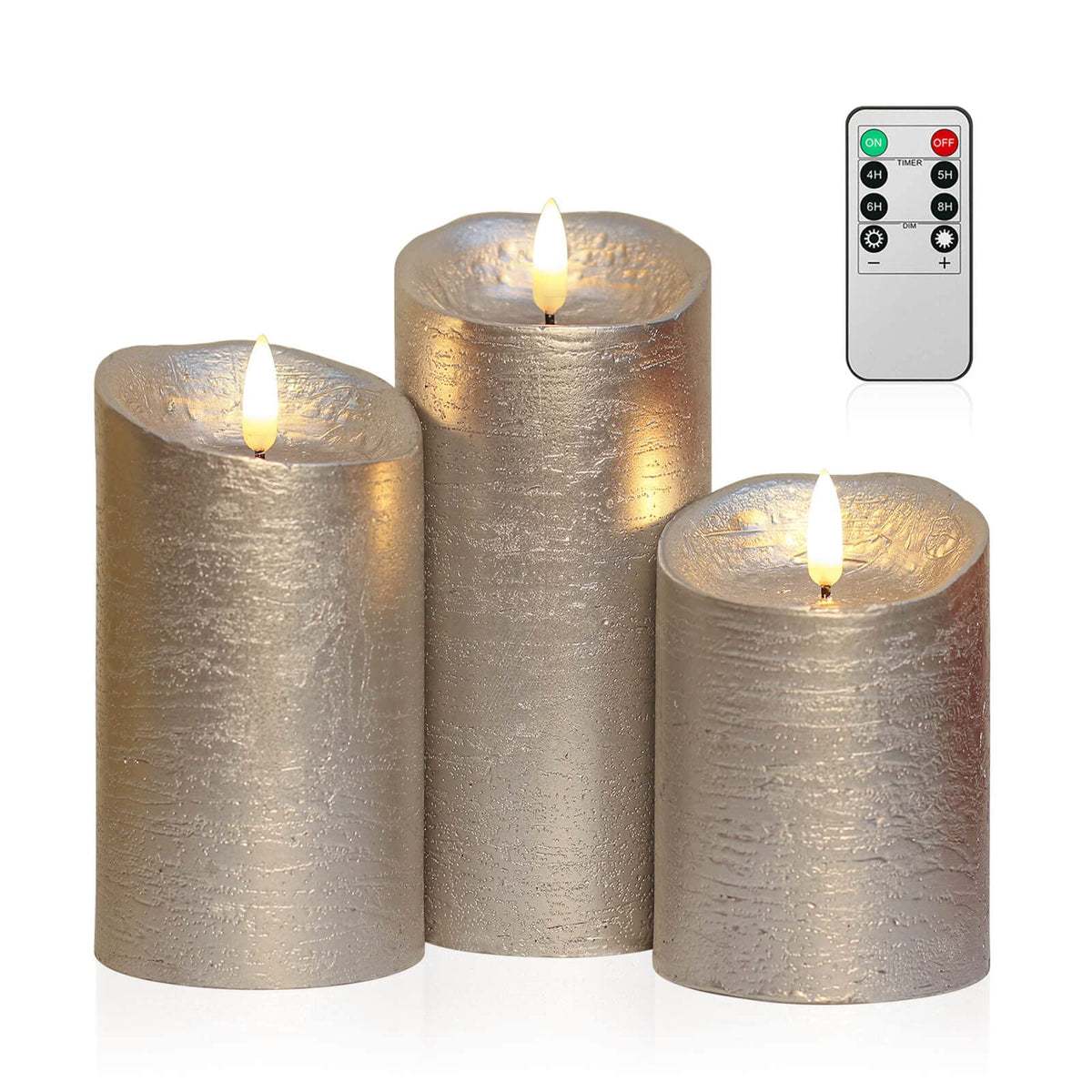 Angelloong Battery Operated Candles With Remote, Real Wax Flickering Flameless Candles With Timer, Set Of 3 Electric Led Candles