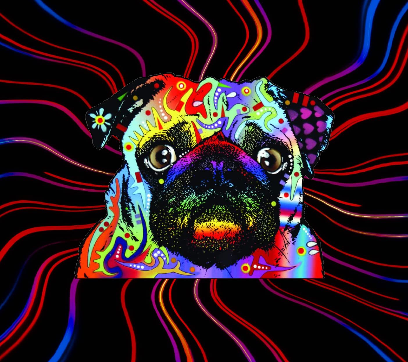 Enjoy It Dean Russo Pug Car Stickers, Outdoor Rated Vinyl Stickers Decal For Windows, Bumpers, Laptops Or Crafts - 2 Pieces