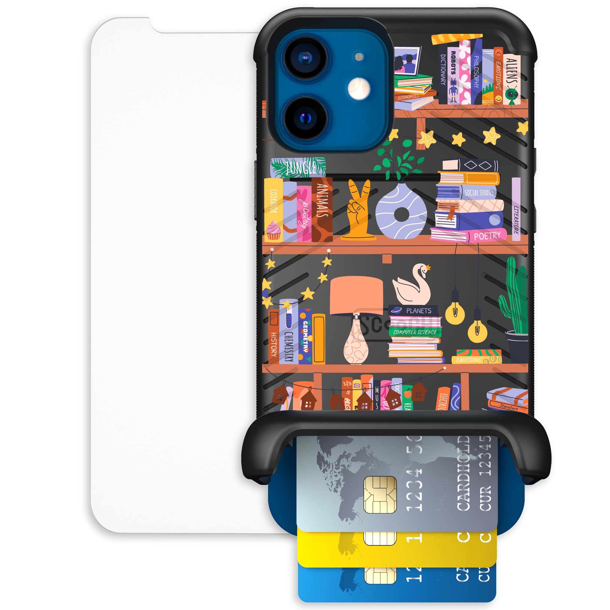 Scooch for iPhone 12/12 Pro Case with Card Holder, Wingmate Wallet Case with Hidden Card Slot and RFID Protection, Bundled with 