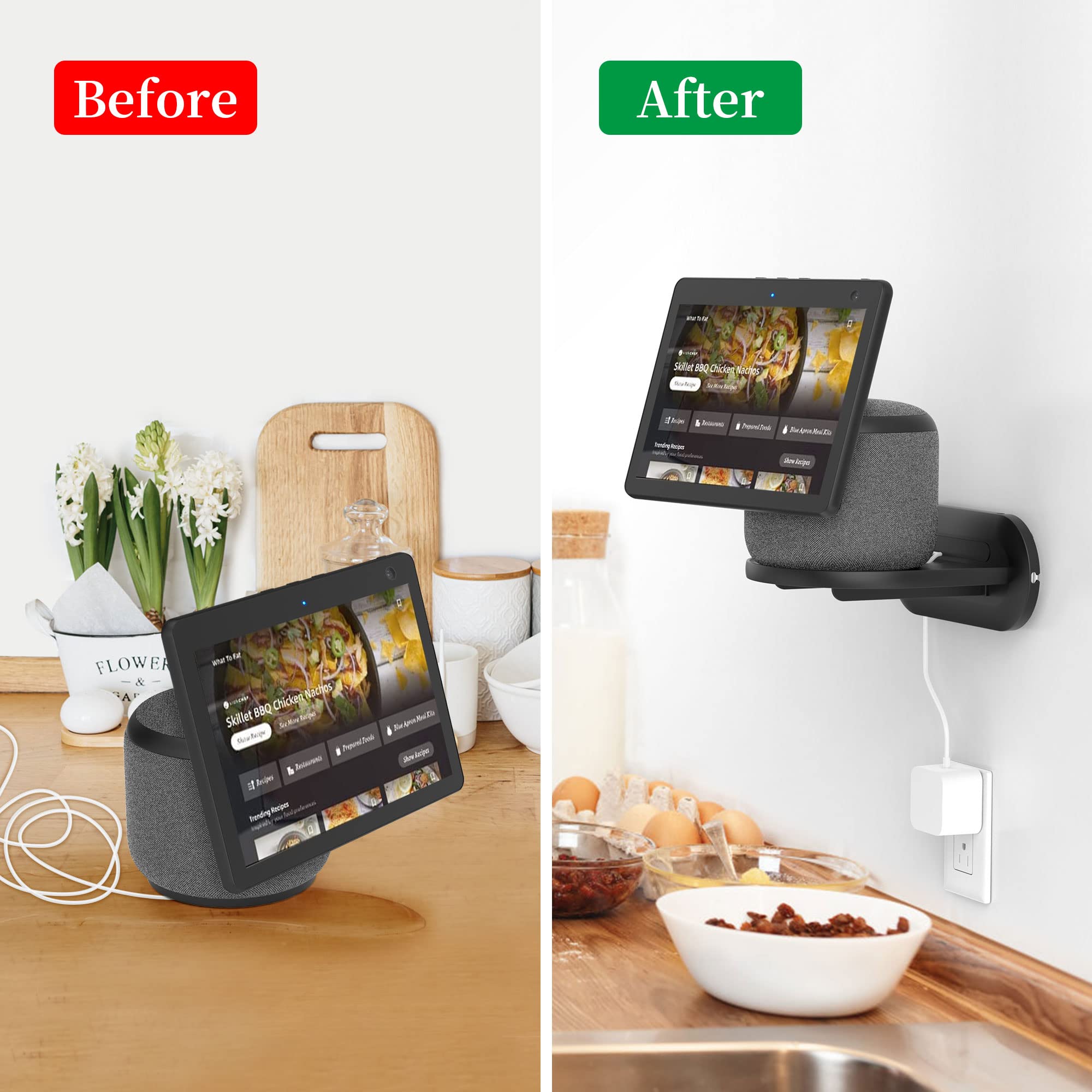 Plusacc Show 10 Wall Mount Stand   Holder Mount For Echo Show 10 3Rd Gen, Space Saving Alexa Accessories Bracket Shelf (Black)