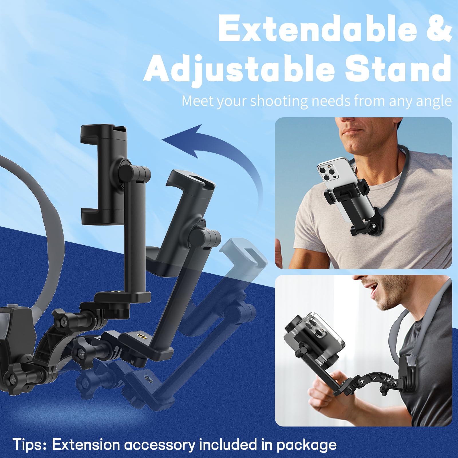 Wafting Neck Mount For Cell Phone,Back Strap, Hands Free Pov/Vlog Chest Phone Holder For Recording, Compatible With Iphone Andri