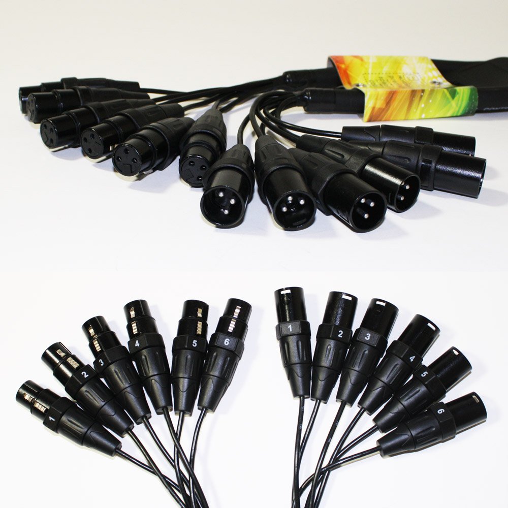 New   6Xf6Xm2F16G   6 Xlr Male To 6 Xlr Female 16G 2Ft. Cables For Home Dj Club Studio Stage Show Entertainment