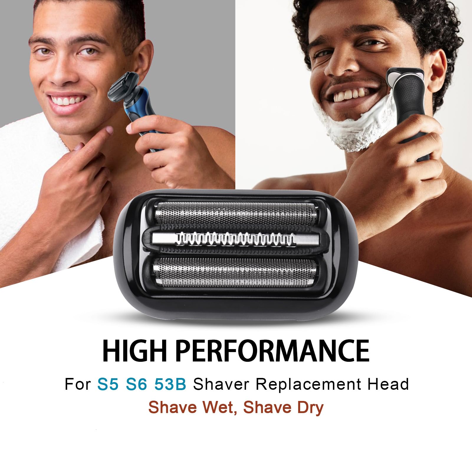 Series 5 Series 6 53B Shaver Replacement Head For New Gens S5 S6 Razors, Compatible With 6072Cc, 6090Cc, 6020S, 6040C, 5035S, 50