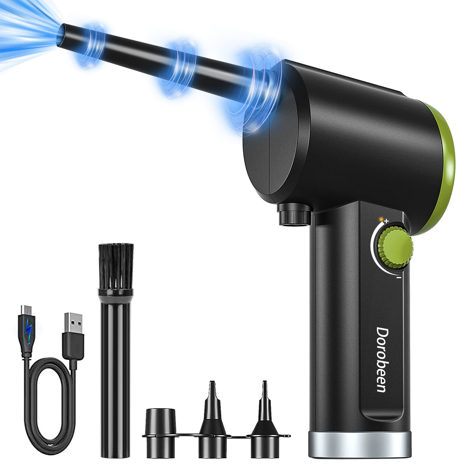 Dorobeen Compressed Air Duster, Cordless Handheld Air Blower, Stepless Speed, 41000Rpm, Portable Rechargeable Built In Battery, 