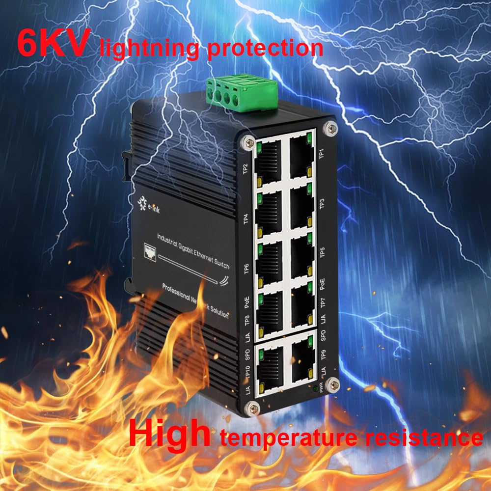 Mini Industrial 8 Port 10/100/1000T 802.3At Poe + 2 Port 10/100/1000T Din Rail Mount Compact Ethernet Switch, 48~57V Dc Unmanage