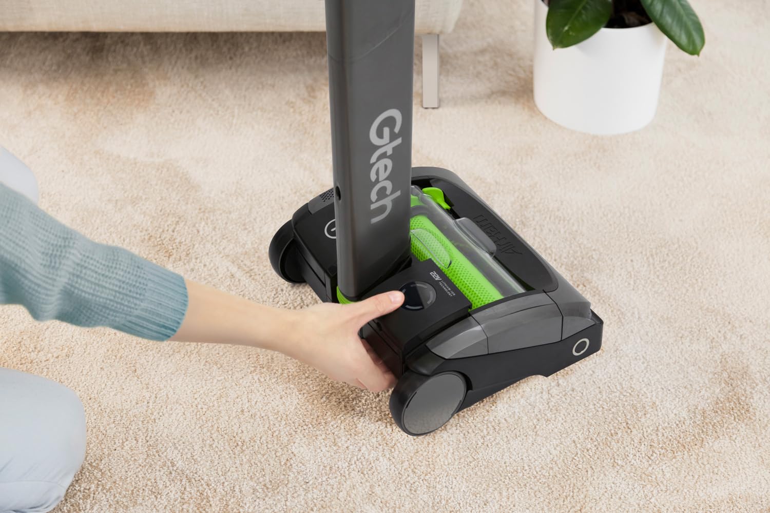 Gtech Airram Mk2 Cordless Vacuum Cleaner, 0.8 L, 22V, Grey/Green