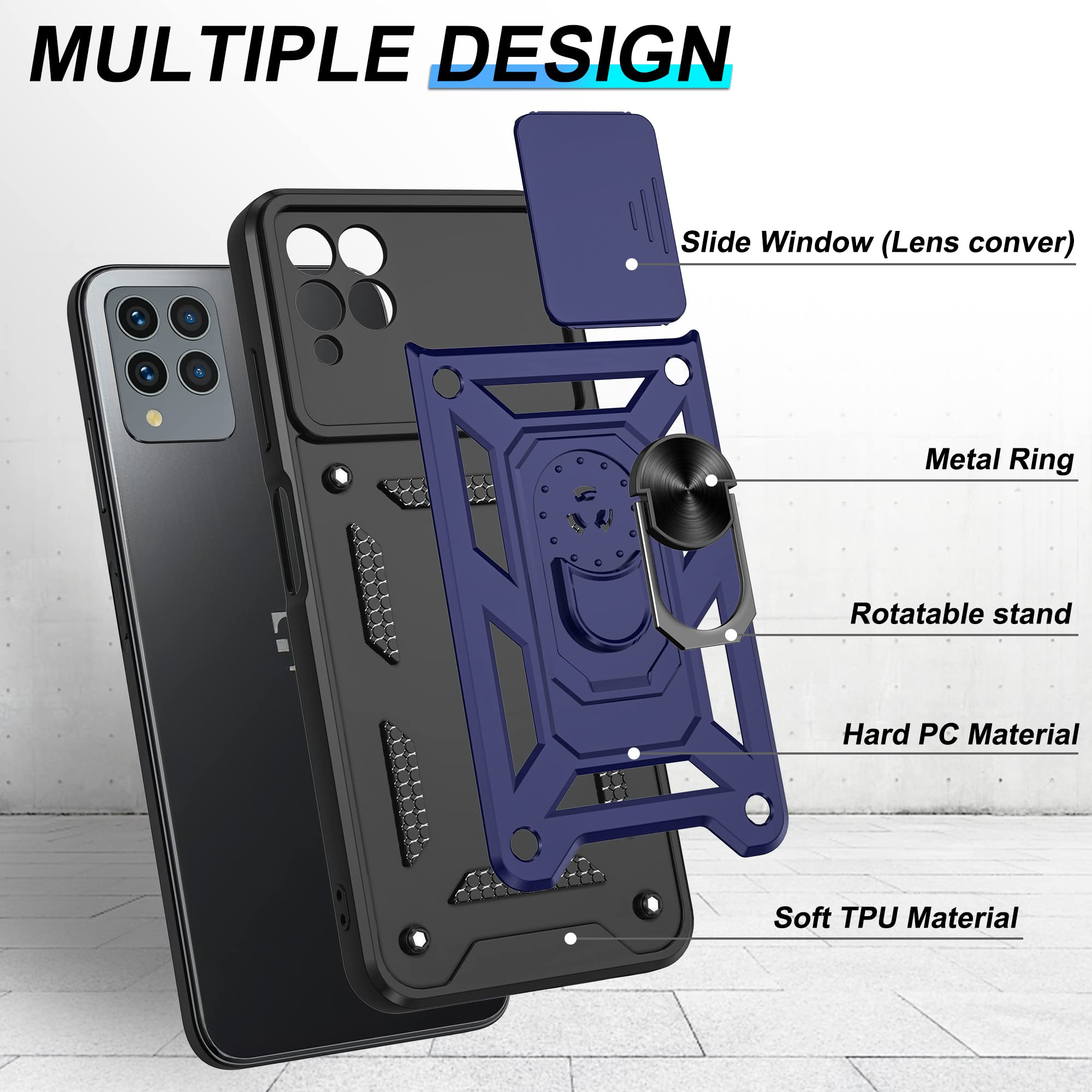 Atump For T Mobile Revvl 6 Pro 5G Case With Hd Screen Protector, 360 Rotation Ring Kickstand [Military Grade] Protective Case Fo