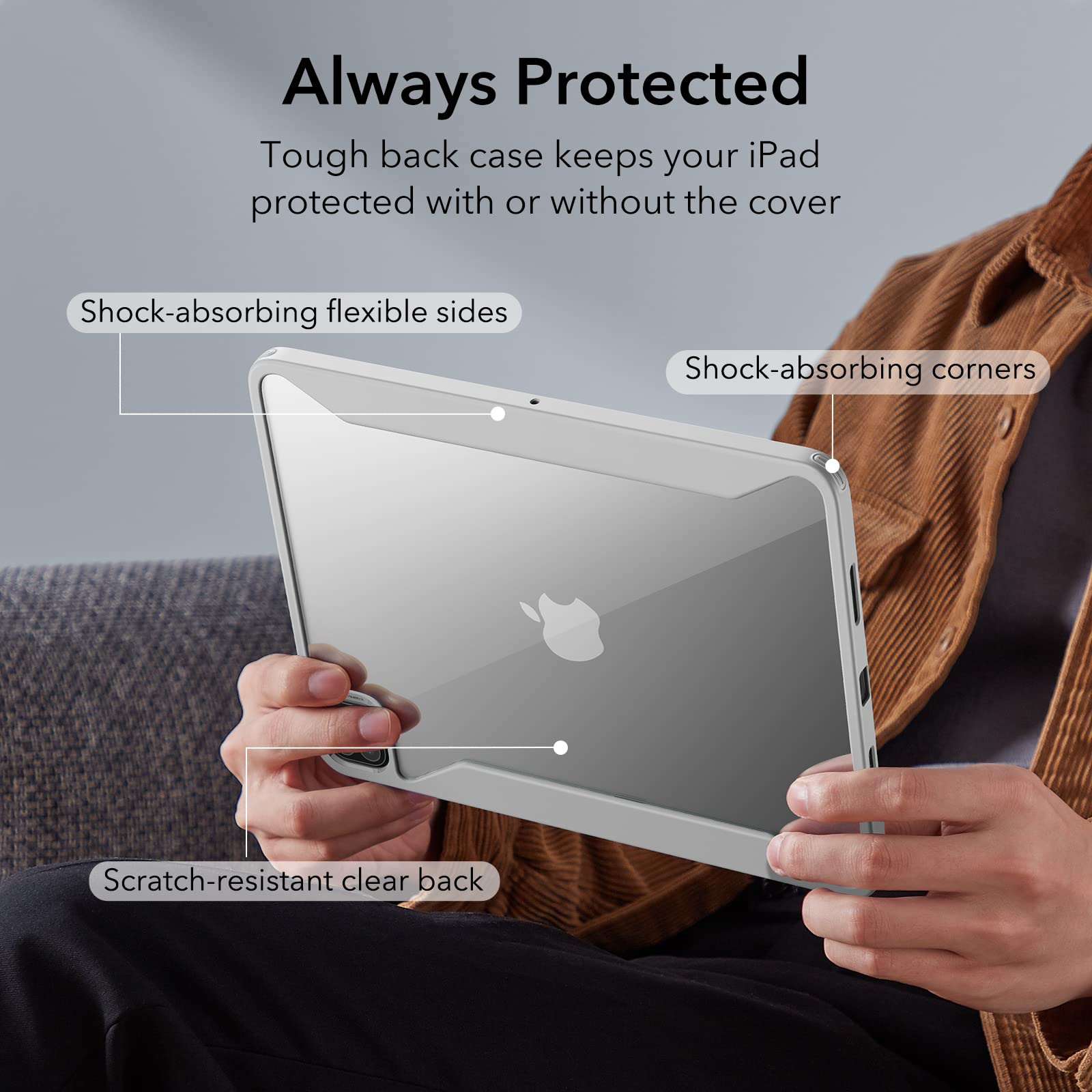 Esr For Ipad Pro 12.9 Inch Case (2022/2021), Ipad Pro 12.9 Case 6Th/5Th Generation With Pencil Holder, Detachable Magnetic Cover