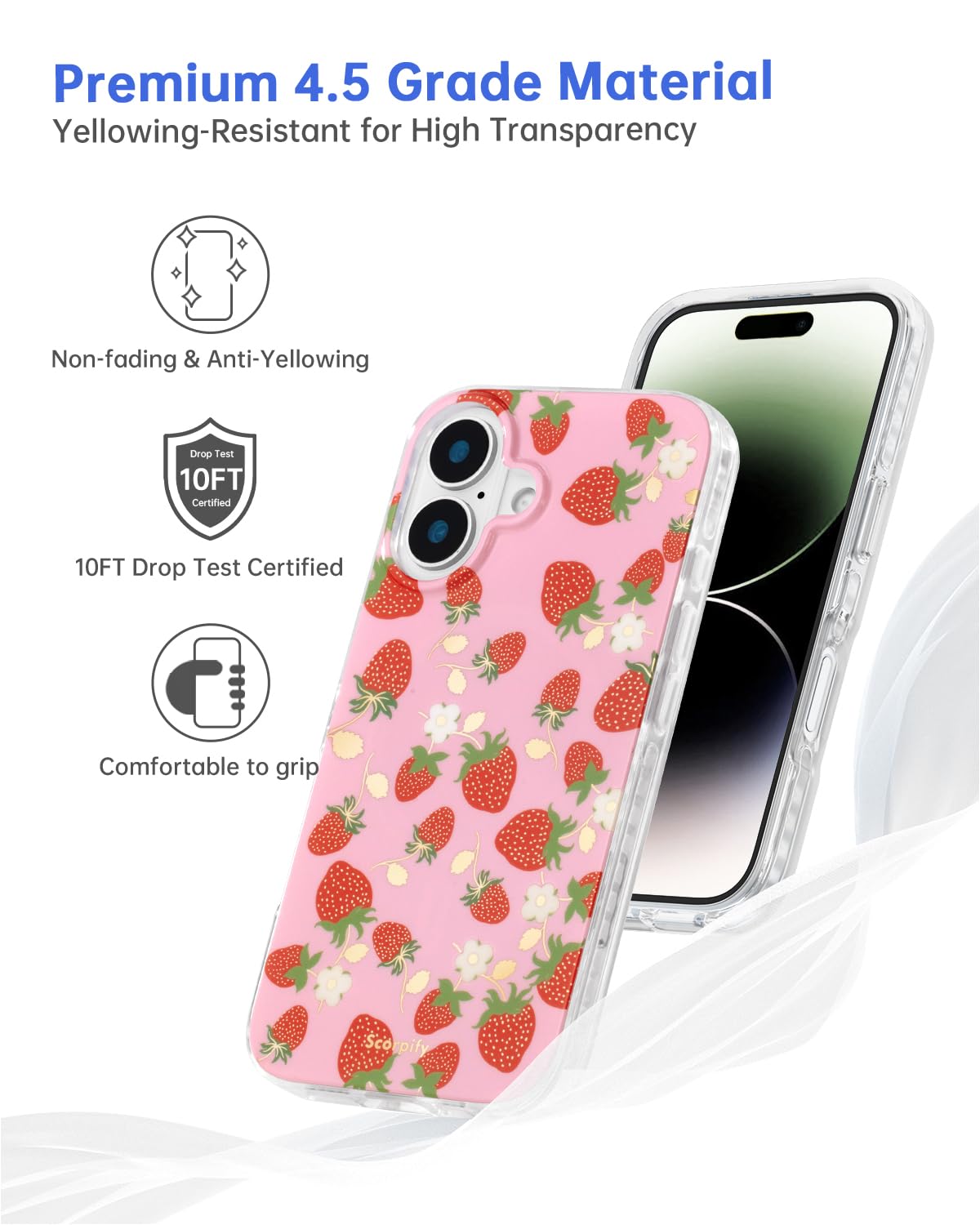 Scorpify For Iphone 16 Case [Compatible With Magsafe] With Strawberry Party Fruit Design, Cute Floral Magnetic Phone Cover For W