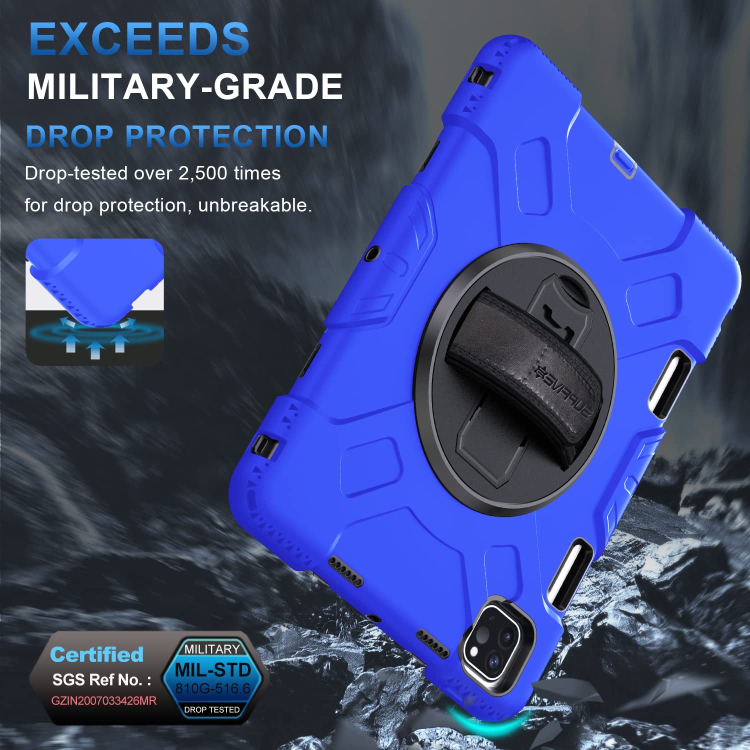 Supfives Case For Ipad Pro 11 Inch 2022, Upgraded Military Grade Shockproof Protector Silicone Cover Pencil Holder+ Handle+ Shou