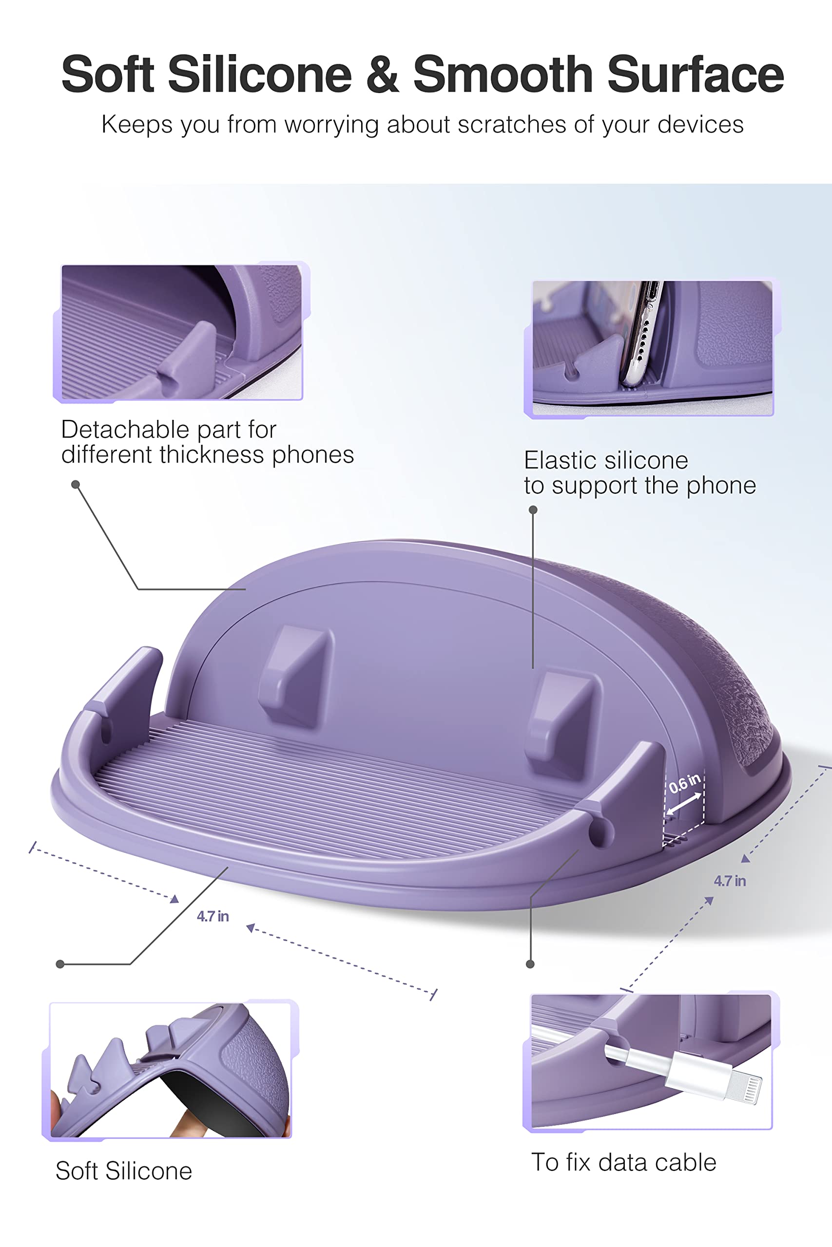 Loncaster Car Phone Holder, Car Phone Mount Silicone Car Pad Mat For Various Dashboards, Slip Free Desk Phone Stand Compatible W