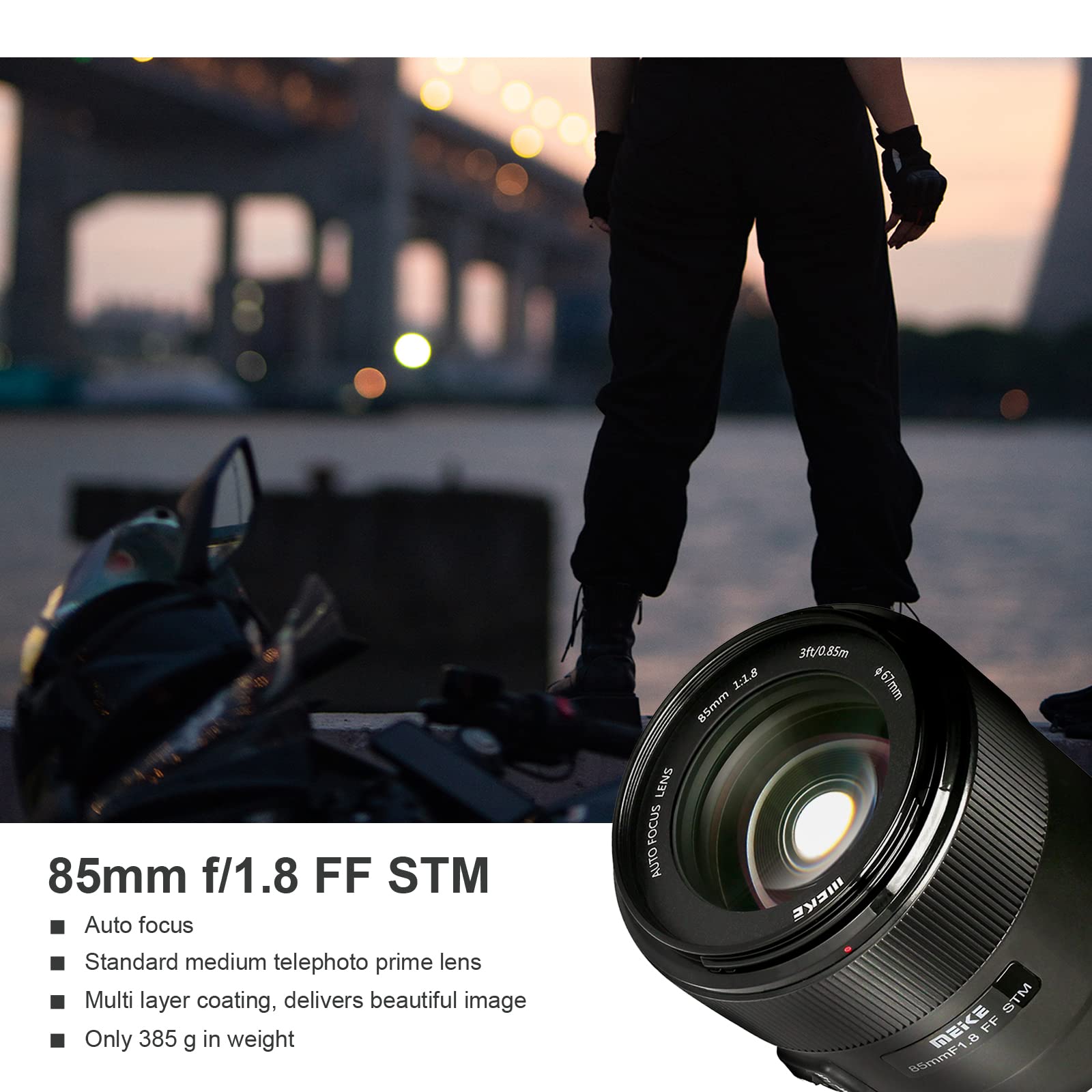Meike 85Mm F1.8 Full Frame Af Stm(A Stepping Motor) Lens Large Aperture Auto Focus Medium Telephoto Fixed Prime Portrait Lens Fo