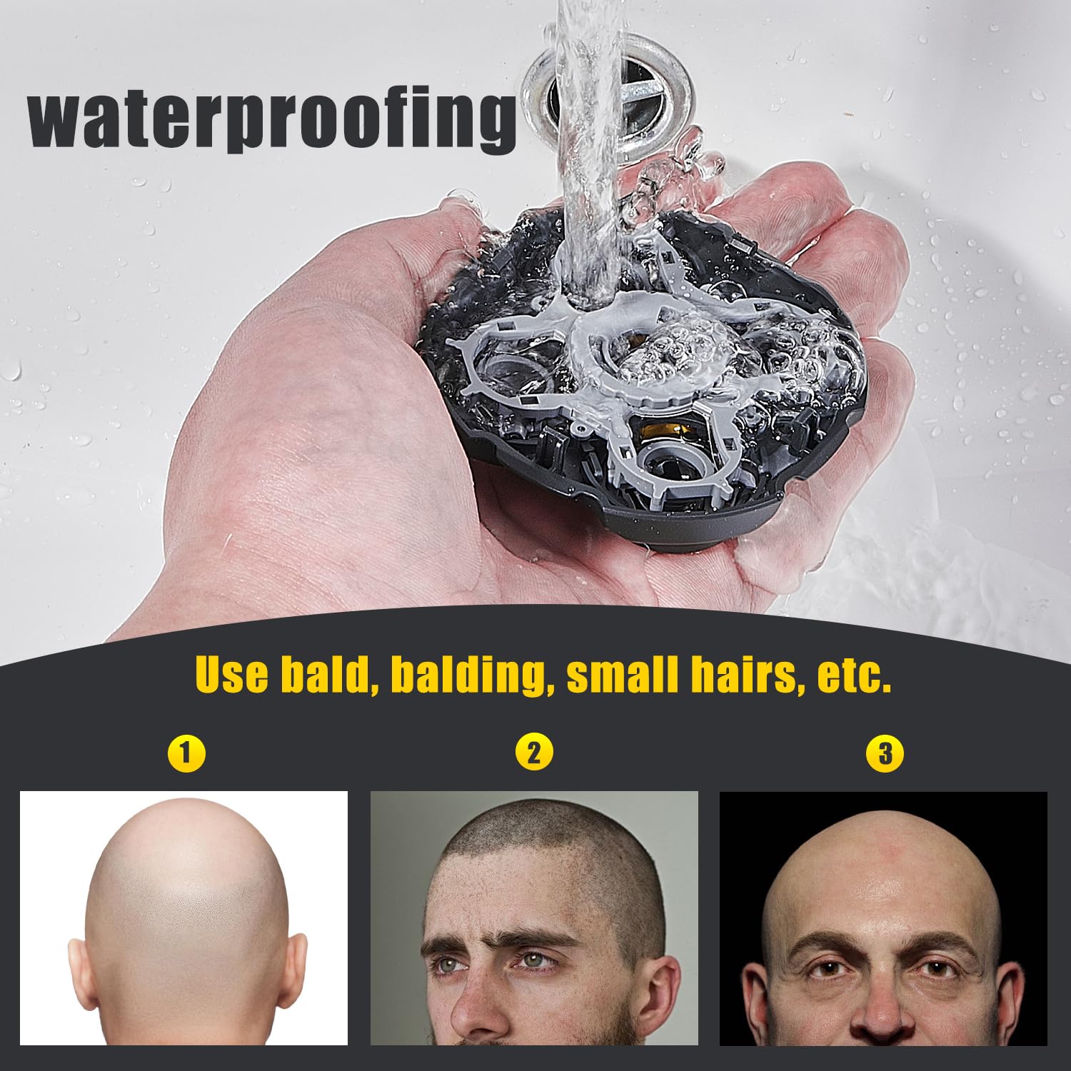 Shaver Replacement Heads Compatible With Microtouch Titanium Head Shaver, For Bald Men 3 Pack