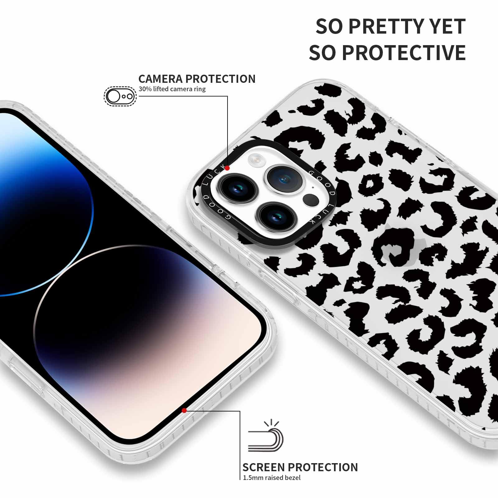 Rumdey 2 Pack Cute Clear Leopard Cases For Iphone 14 Pro 6.1'' Phone Case, Cheetah Print Design Cases Soft Silicone Slim Tpu Sho