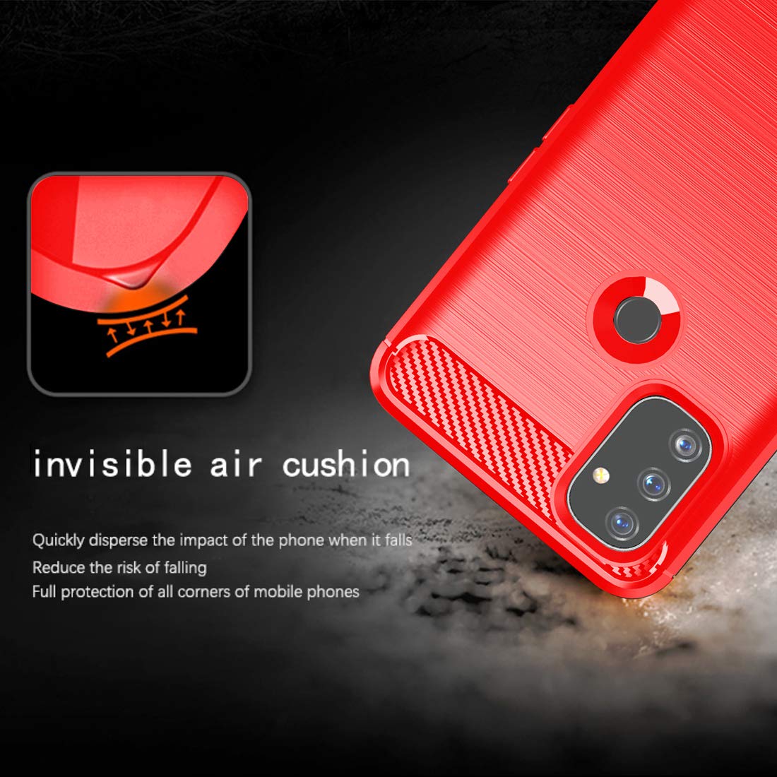 Osophter For Oneplus Nord N100 Case Shock Absorption Flexible Tpu Rubber Protective Cell Phone Cover For Oneplus Nord N100(Red)