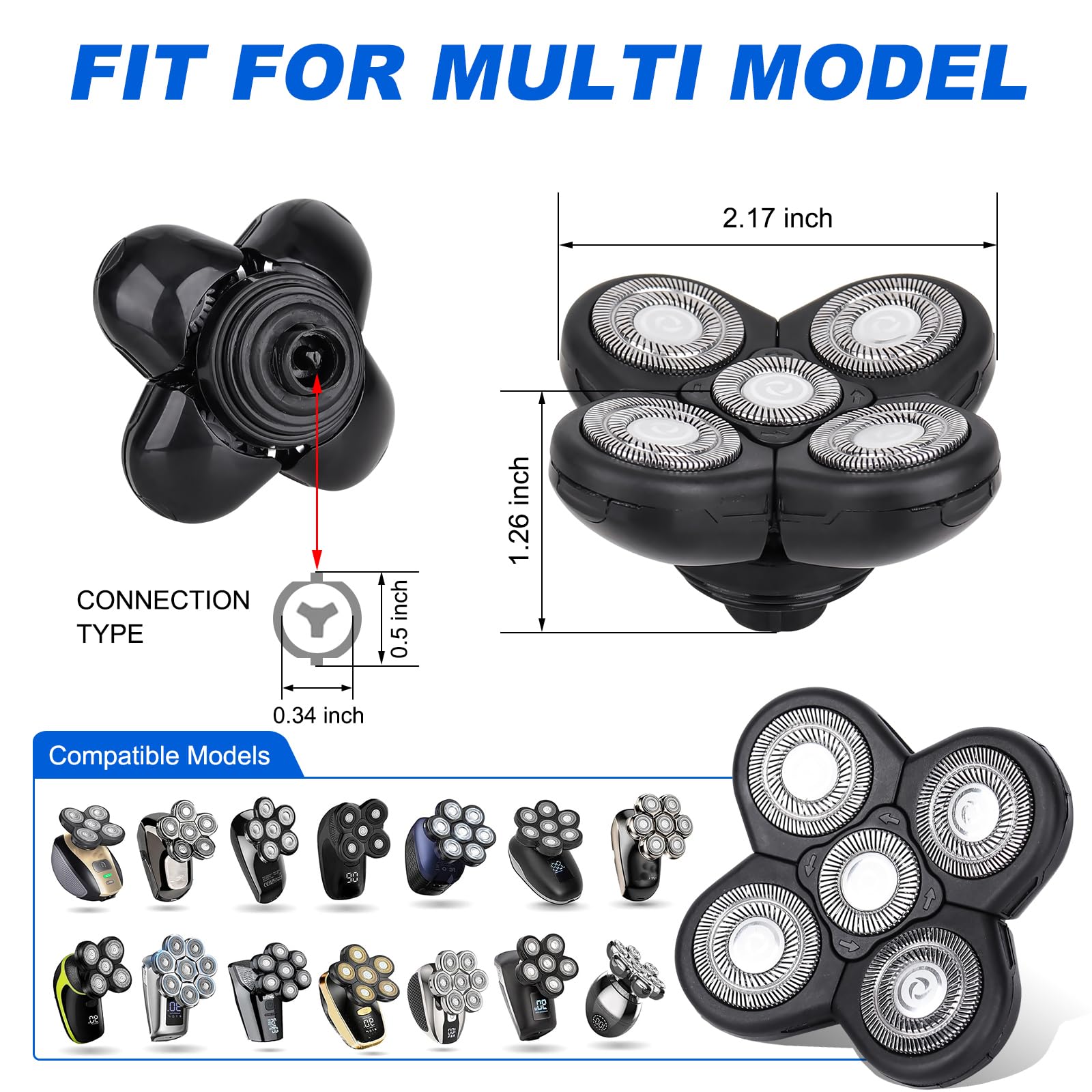 5D Blades Shaver Replacement Heads,Head Electric Razor Shaving Compatible With Fr**B*I*D Replacement Blades Shaver Kit For Bald