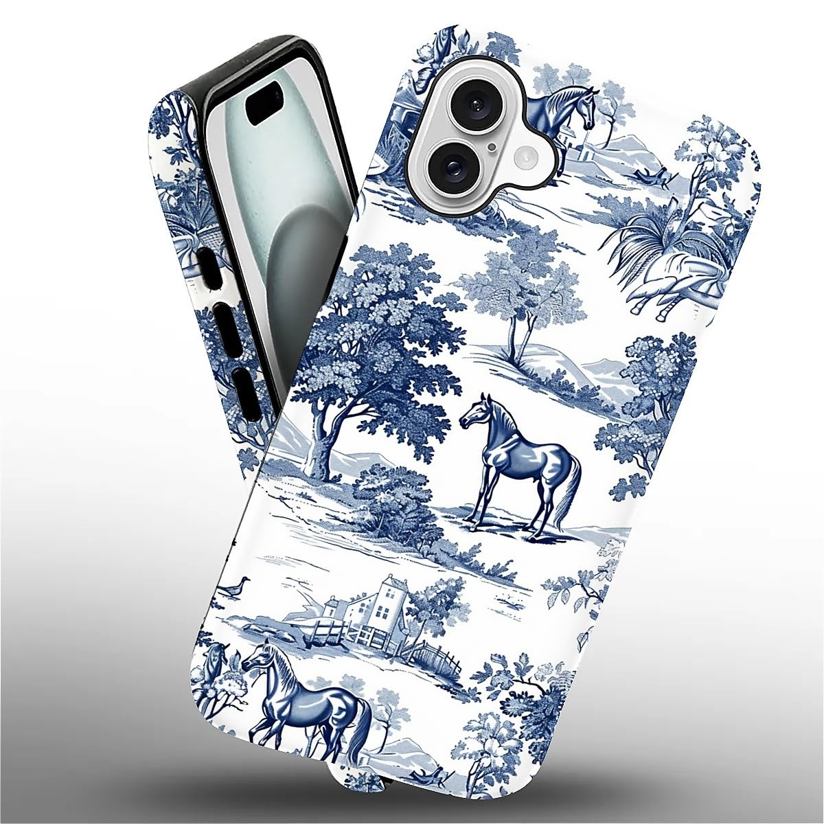 Ilikediy For Iphone 16 Case,Hh2 Wild Desert Horse Manor Hybrid 2 Layer Hard Shell Silicone Protective Pattern Design Case