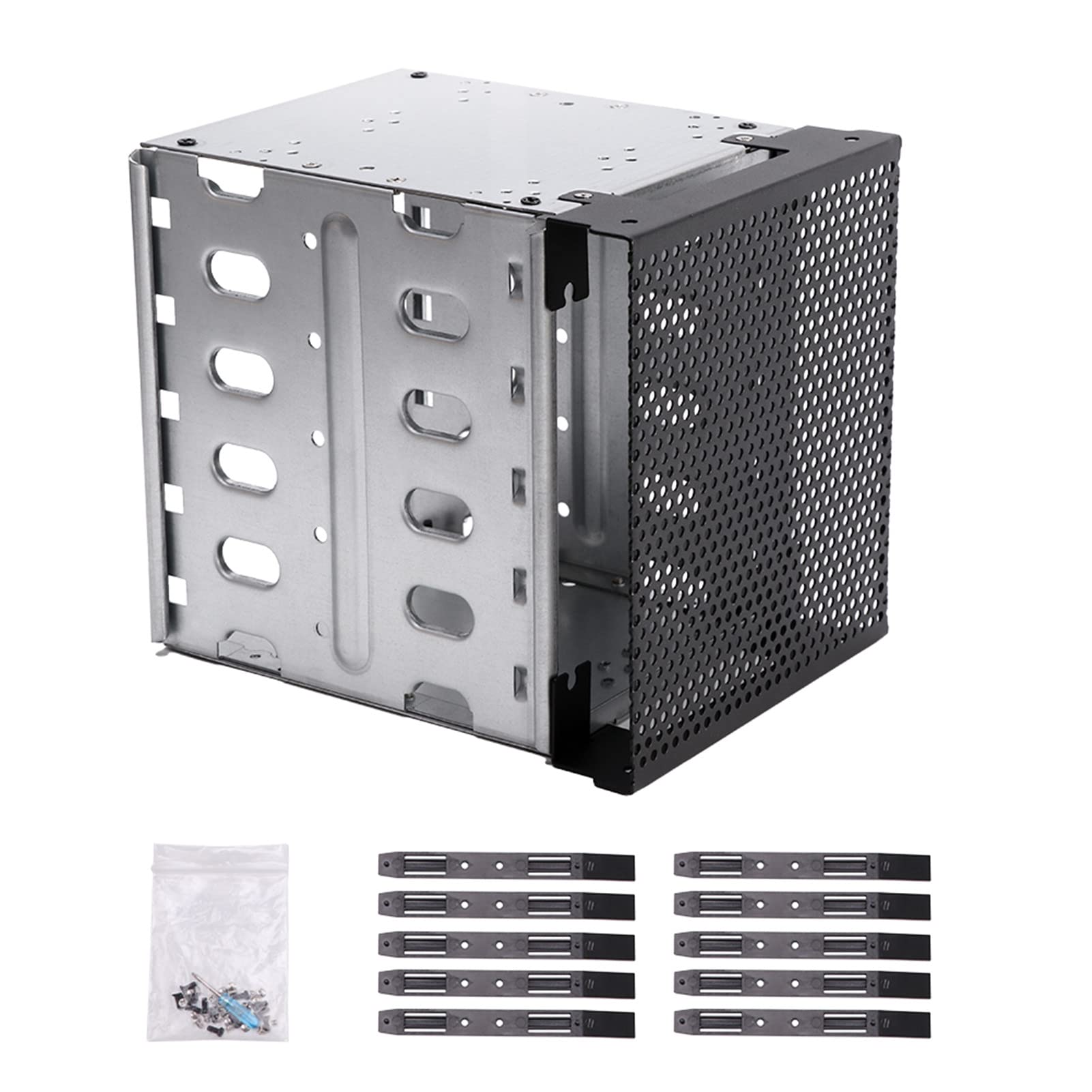 Stainless Steel Hard Drive Cage, 5.25'' To 5X3.5'' Rack Sas For Computer, Hard Driver Tray With Fan Space   Hard Drive Cage Adap