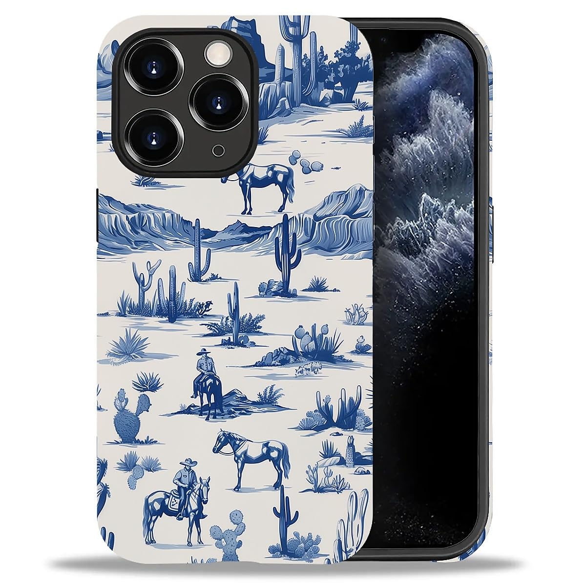 Fkbrcl4U For Iphone 11 Pro Case, Hybrid 2-Layer Silicone Protective Matte Case For Girl Women Western Cowboy Horse Cow Desert Ca