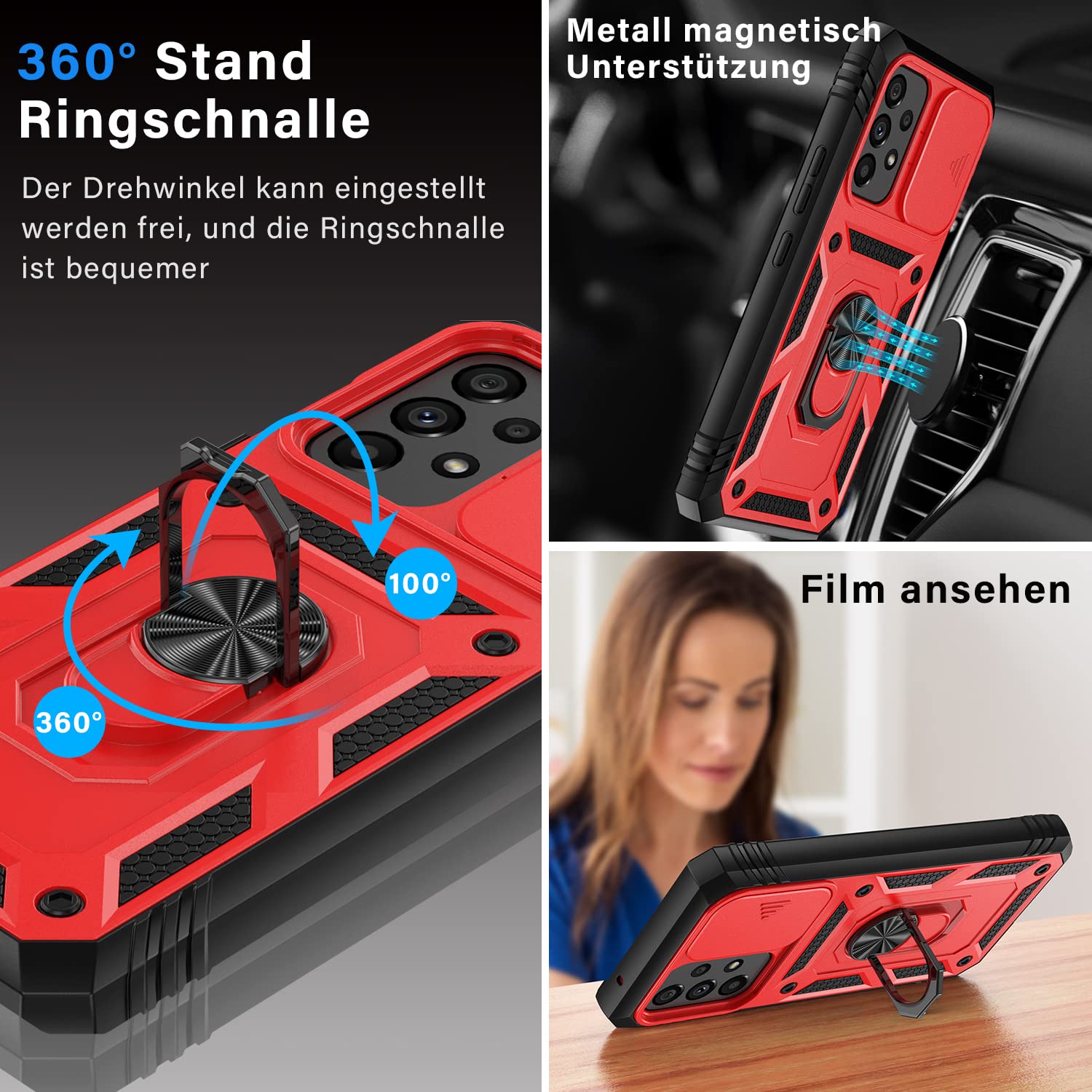 Pasnew [2023 New] Compatible With Samsung Galaxy A53 5G Case 6.5 Inch Heavy Duty Full Body Shockproof Camera Cover Slide Lens Bu