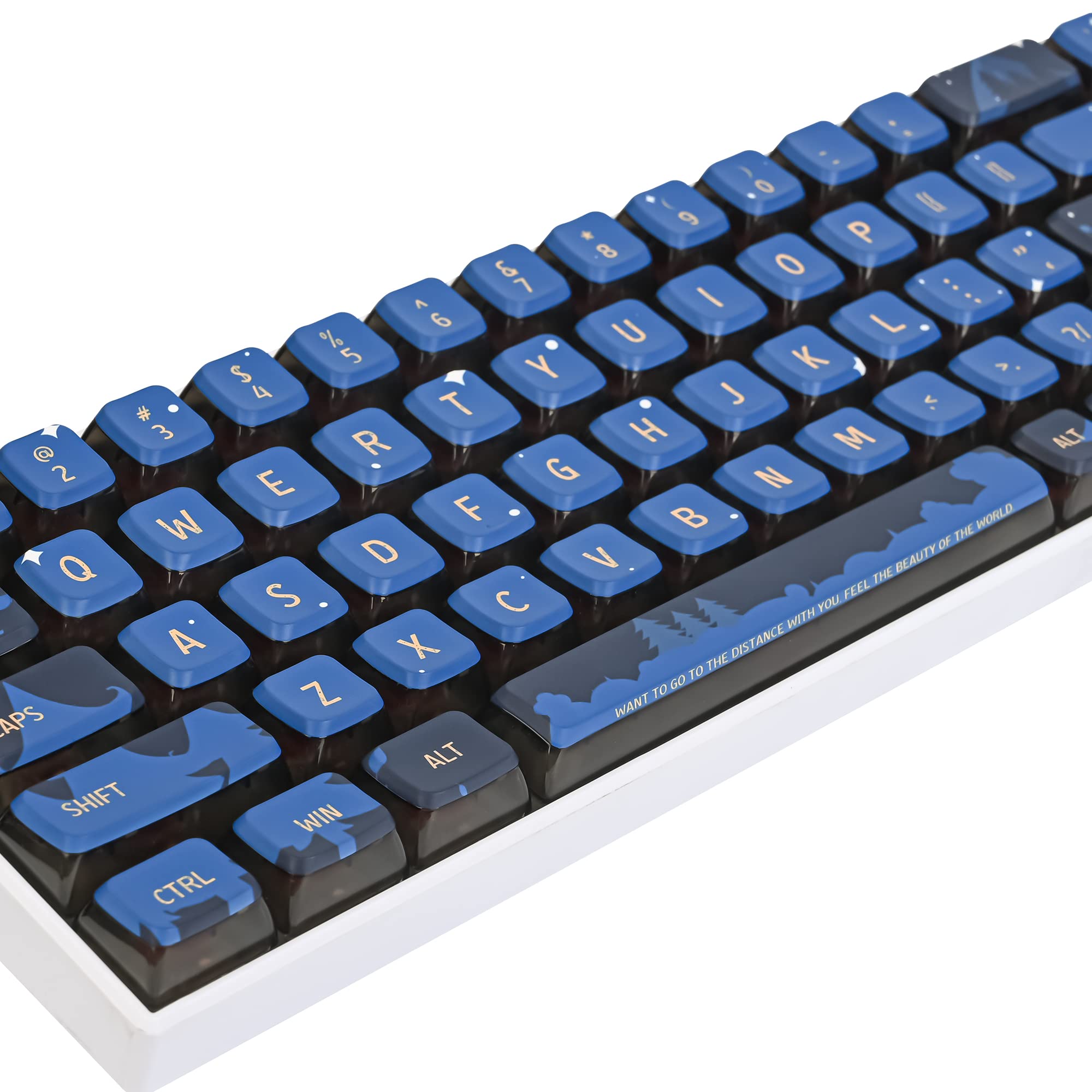 Camping Asa Pudding Custom Keycap, 118 Key Pbt Sublimation Blue Key Cap Set For Cherry/Gatron Mx Switches 60 Percent/64/61 Gamin