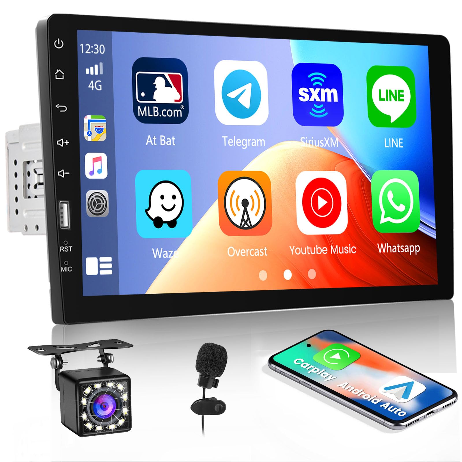 Inefala Single Din Car Stereo Radio Compatible With Carplay And Android Auto, 9 Inch Hd Bluetooth Touchscreen With Voice Control