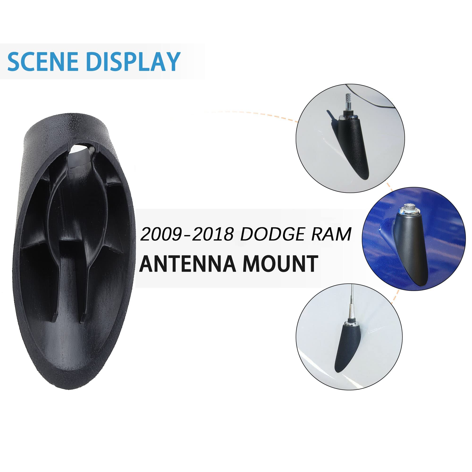 Anina Antenna Base Adapter Mount For Dodge Ram 1500 2500 3500 4500 5500 2009 2018 Antenna Ornament Car Radio Antenna Grommet Top