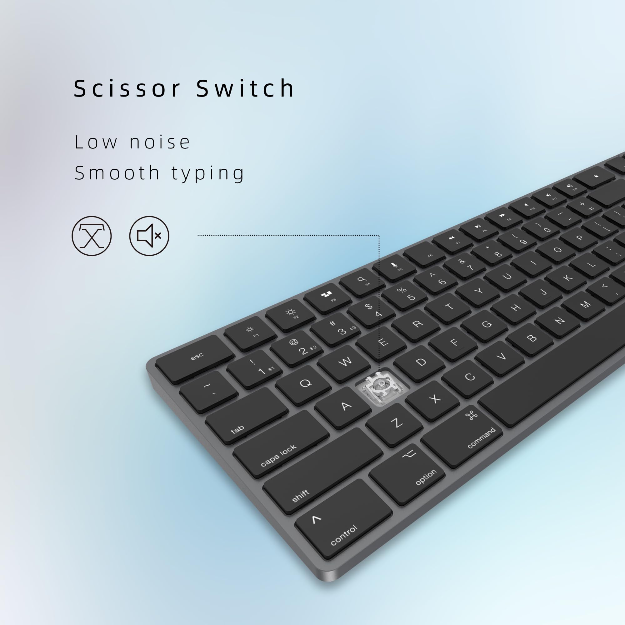 Bluetooth Slim Keyboard For Mac, Aluminum Rechargeable Keyboard Wireless, Low Profile Silent Flat Key Compatible With Apple Imac