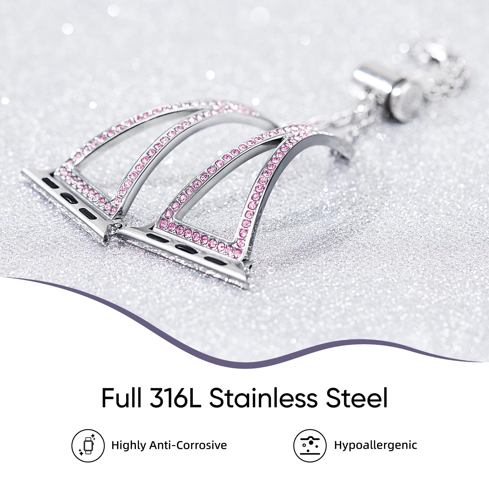 Missair Bling Bands Compatible With Apple Watch Bands 42Mm 44Mm 45Mm, Women Dressy Versatile Shiny Diamond Bracelet For Iwatch S