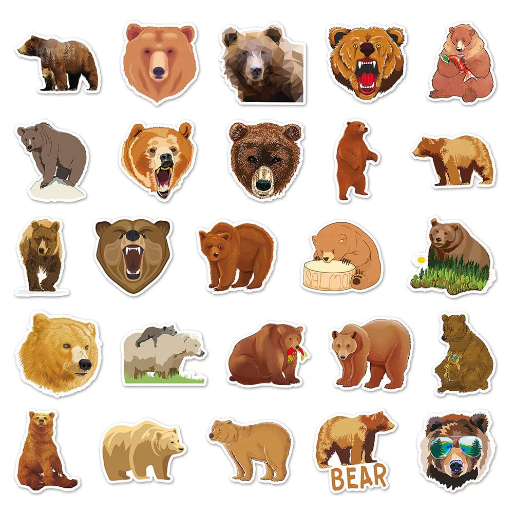 Brown Bear Stickers |50Pcs Brown Bear Waterproof Vinyl Decals For Bike Water Bottles Laptop Bicycle Refrigerator Cup Luggage Com