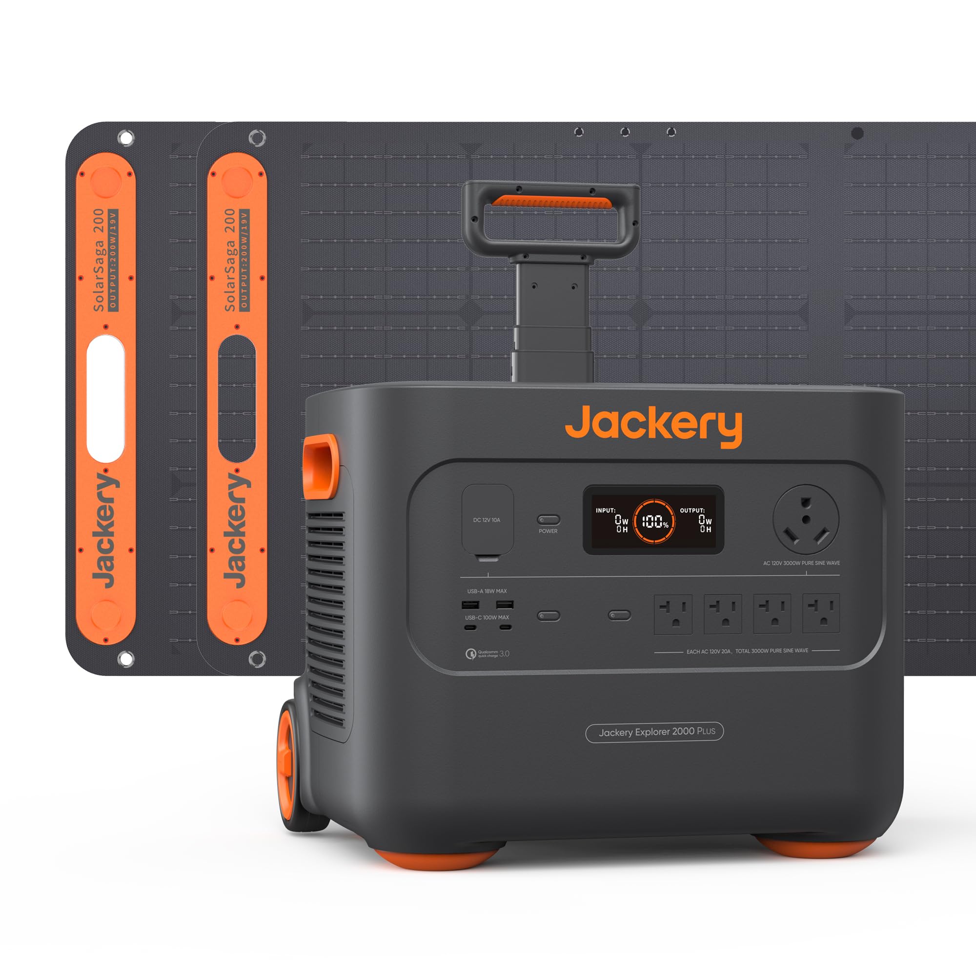 Jackery Solar Generator 2000 Plus 400W, 2042Wh Lifepo4 Battery 3000W Output, Portable Power Station With 2X200W Solar Panel, Fas