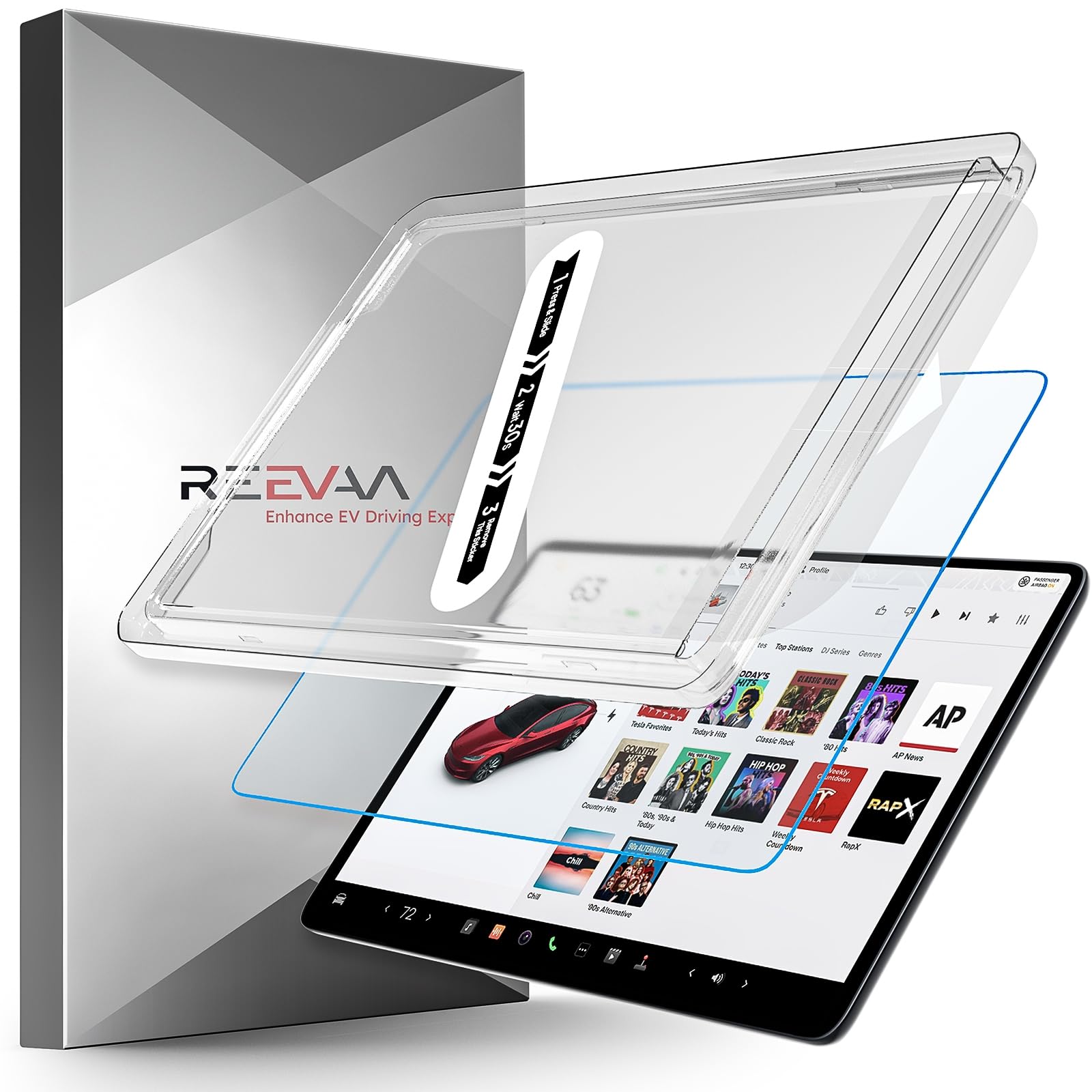 Reevaa Tempered Glass Screen Protector For Tesla Model Y [Anti Glare, Anti Fingerprint] Designed For Model Y (2024 2020) Dashboa