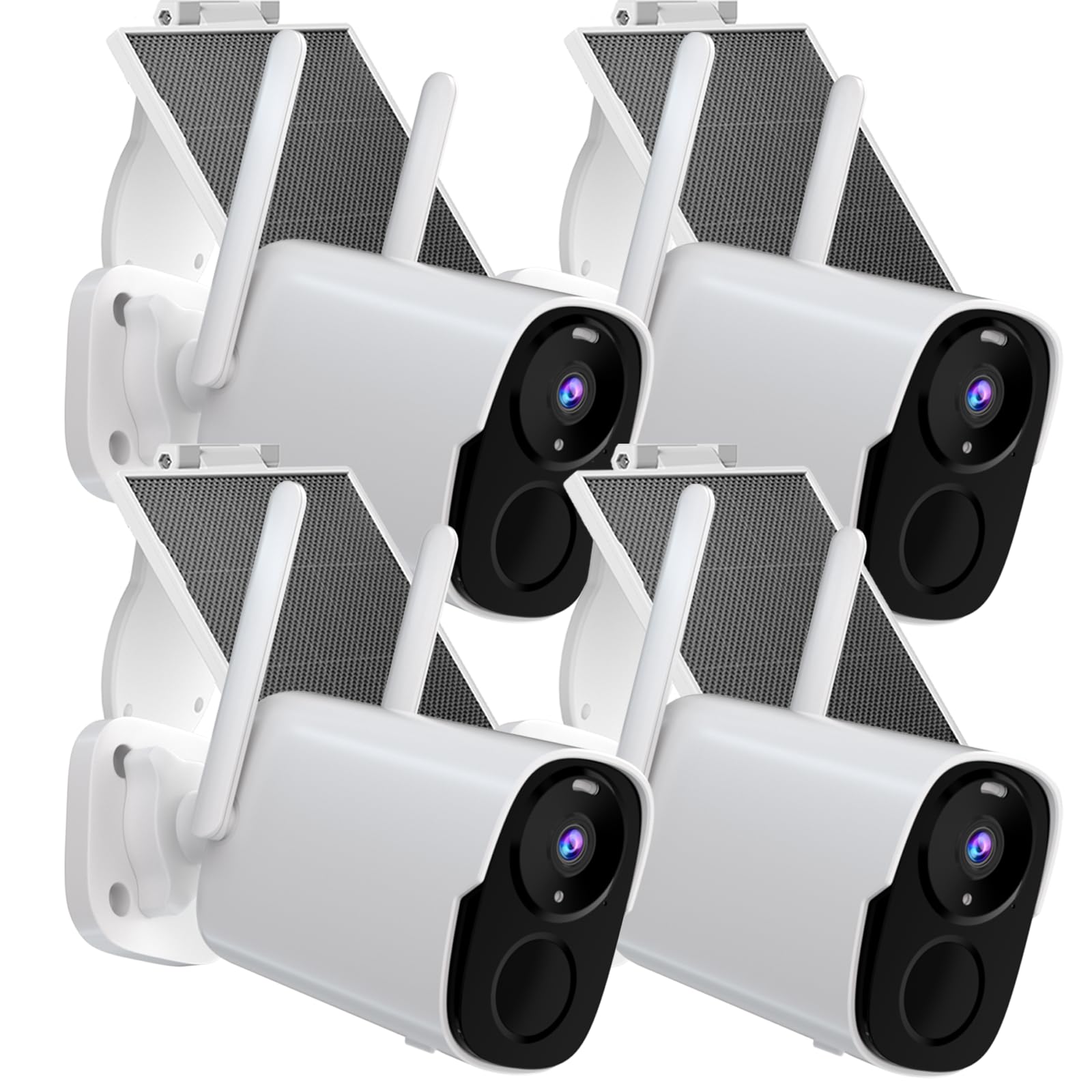 Rraycom Solar Camera Security Outdoor, Solar Powered Wifi System Surveillance Camera With 2K Color Night Vision, 2 Way Talk, Spotlight & Siren, Compatible With Alexa, Bw4Plus Sp, Bw4P Sp W 4Pc