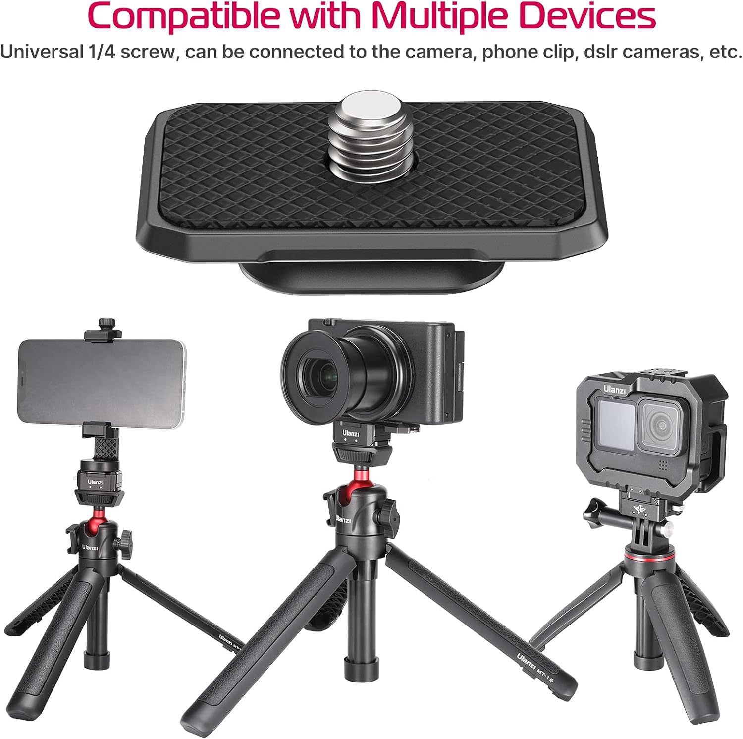 Camera Quick Release Tripod Mount, Ulanzi Hummingbird Dslr Qr Plate Adapter Vlog Filmmaking Quick Accessories Kits For Go Pro He