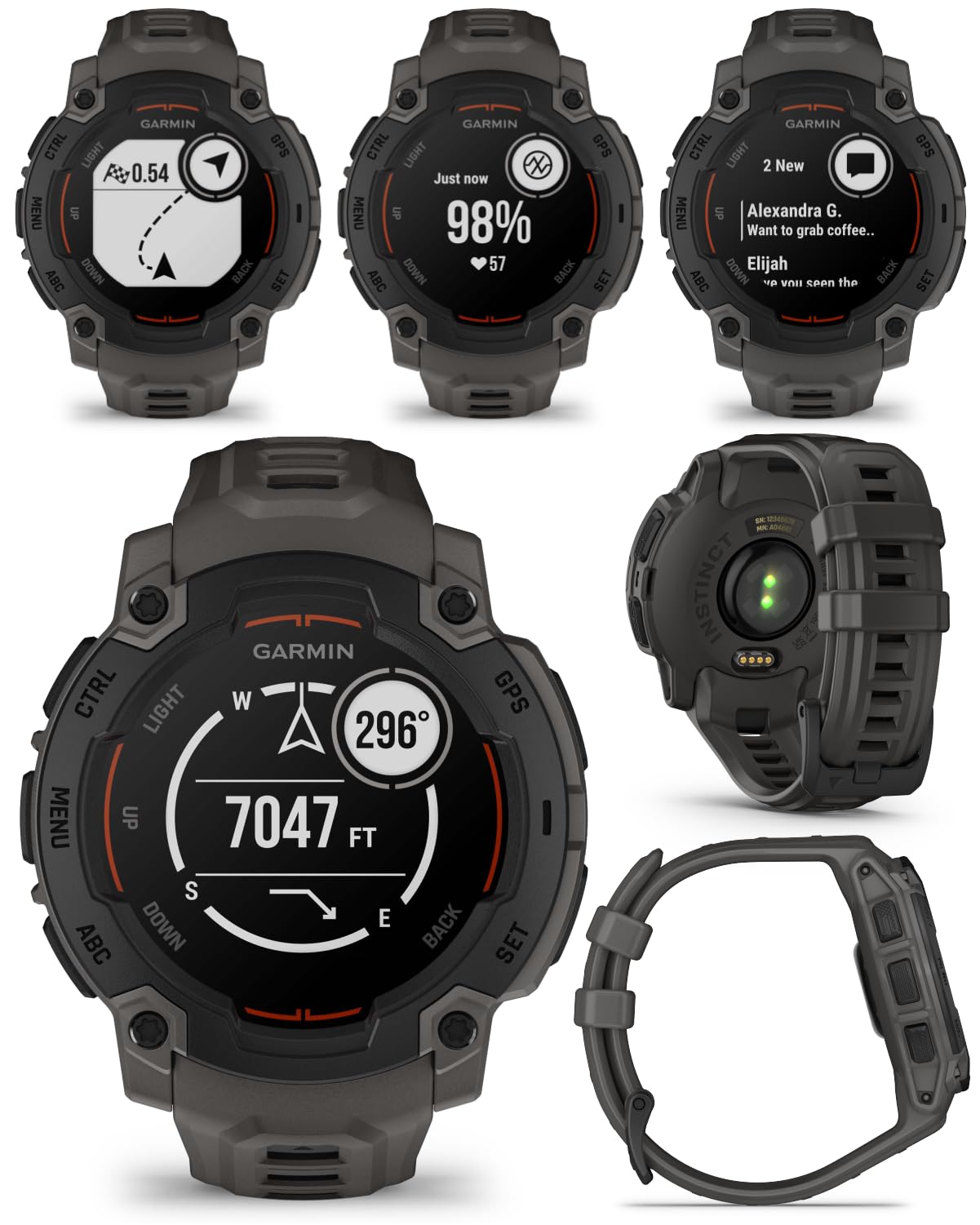 Wearable4U Garmin Instinct E 45Mm, Rugged Outdoor Gps Smartwatch, 24/7 Health Monitoring, Wrist Based Heart Rate, Up To 16 Days