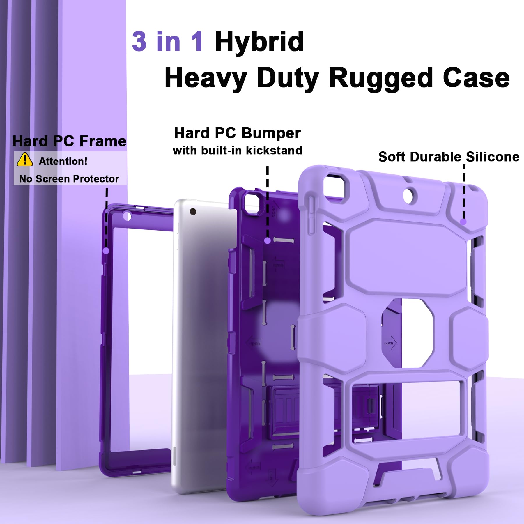 Ccmao Case For Ipad 9Th/8Th/7Th Generation (10.2 Inch) Complete Protection With Kickstand, Stylish Hybrid Three Layer Heavy Duty