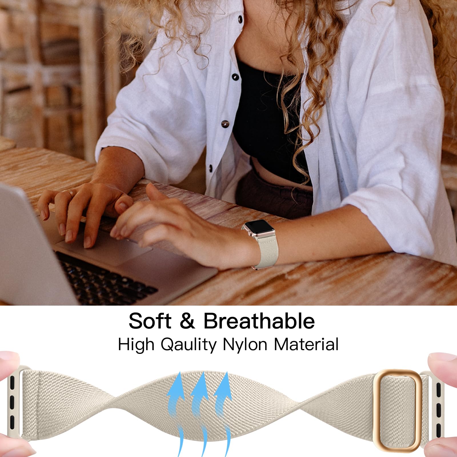 Lerobo Compatible With Apple Watch Band Series 9 10 8 45Mm 46Mm Se 44Mm Ultra 2 49Mm Band 42Mm For Men Women Stretchy Nylon Solo