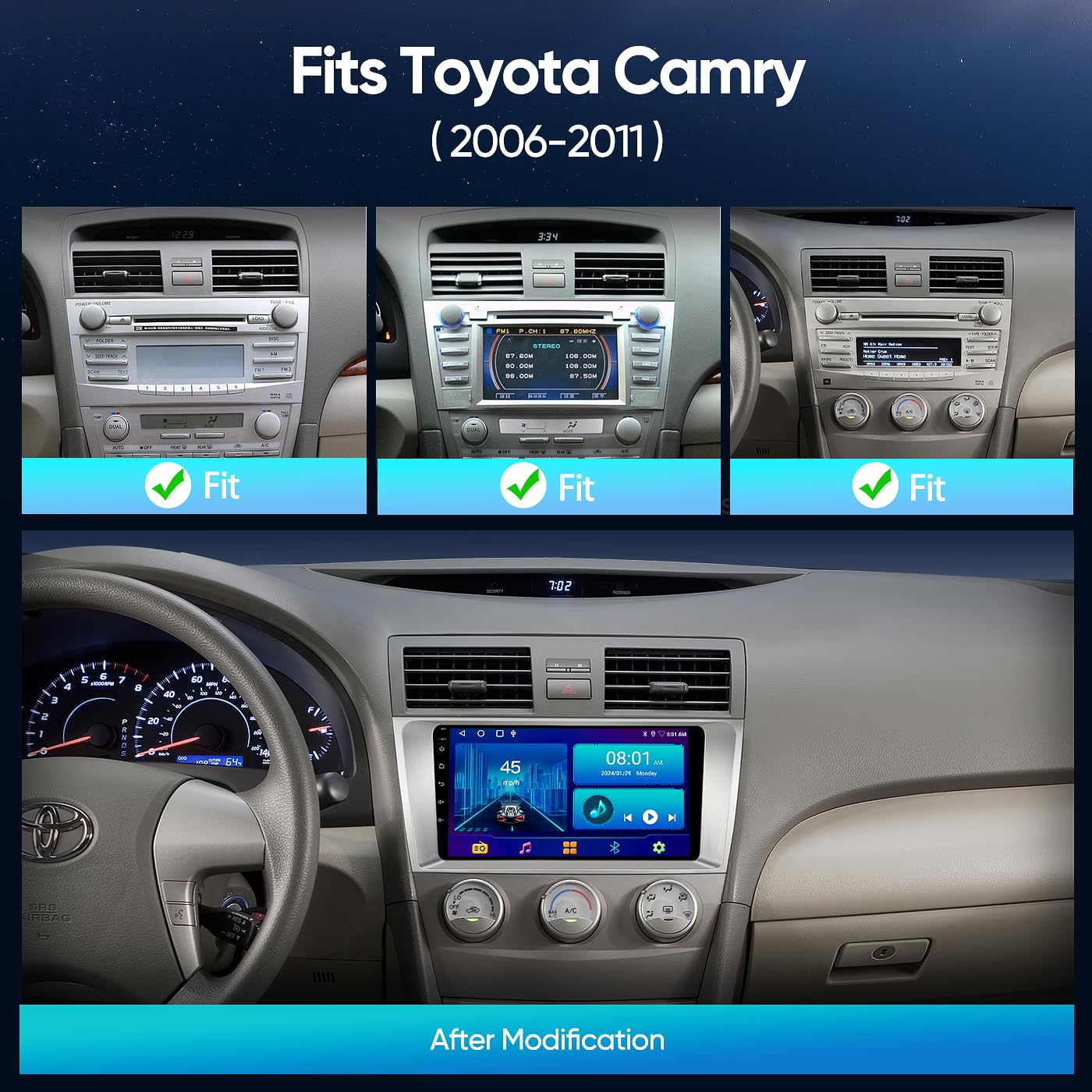 5G Wifi Android 12 Car Stereo For Toyota Camry 2006 2007 2008 2009 2010 2011, 9 Inch Ips Hd Touch Screen Car Radio Wireless Carp