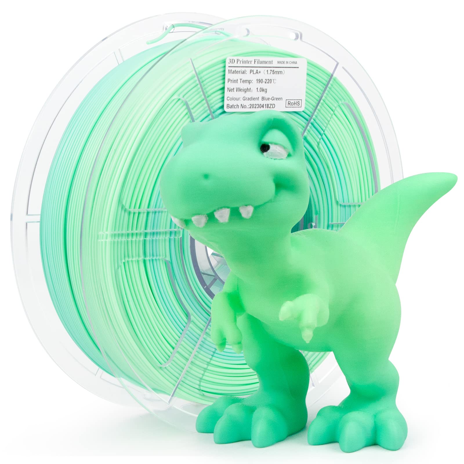 Isanmate Pla+ 3D Printer Filament, Pla Filament 1.75Mm Gradient Multicolors Filament, Color Change Rainbow Filament, Green, Blue