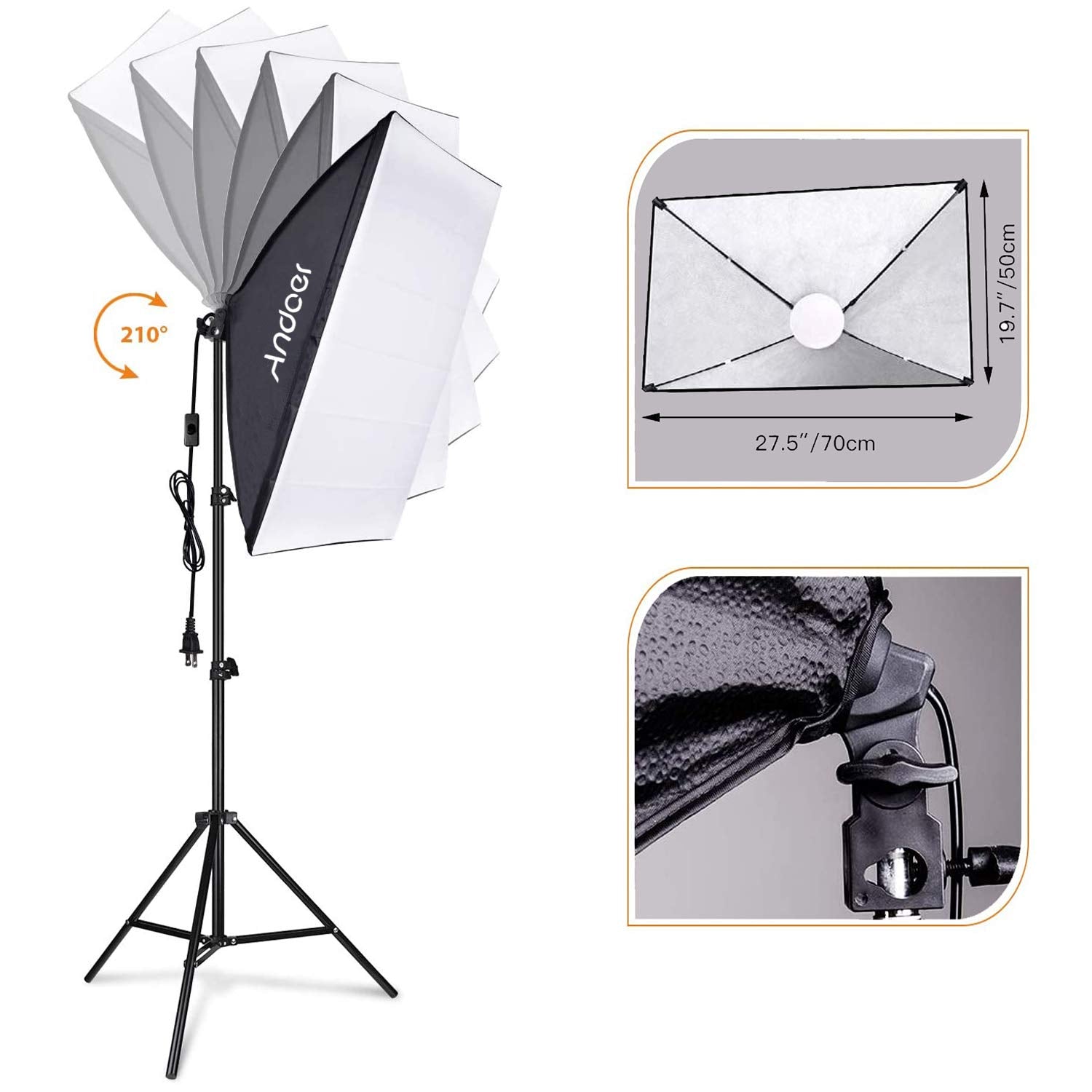 Andoer Studio Photography Light Kit Softbox Lighting Set With 85W 2800K 5700K Bi Color Temperature Led Light * 2 + 50X70Cm Softb