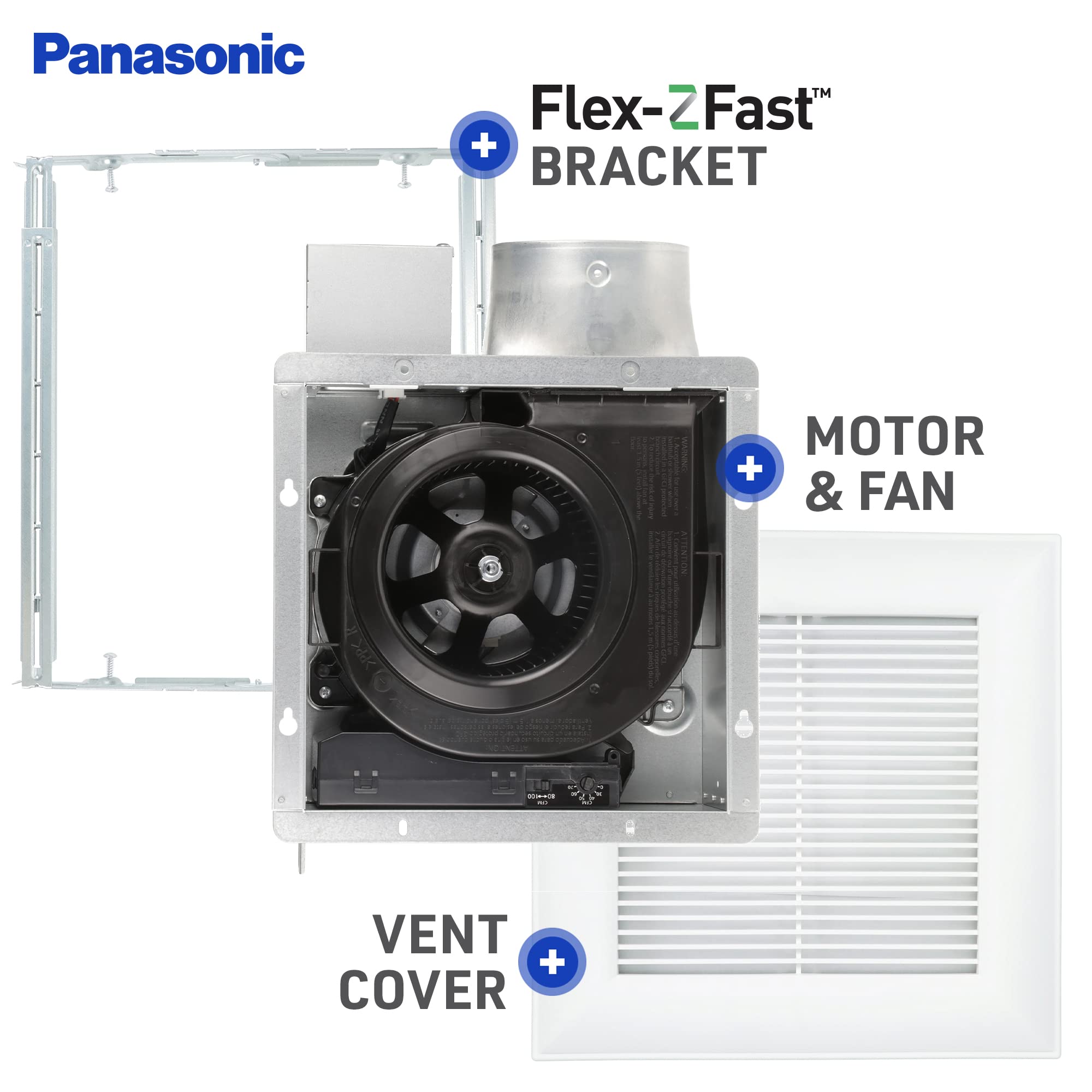 Panasonic Fv 0810Vss1 Whispervalue Dc Ventilation Fan With Smartflow And Pick A Flow Airflow Technology   80 Or 100 Cfm   Quiet