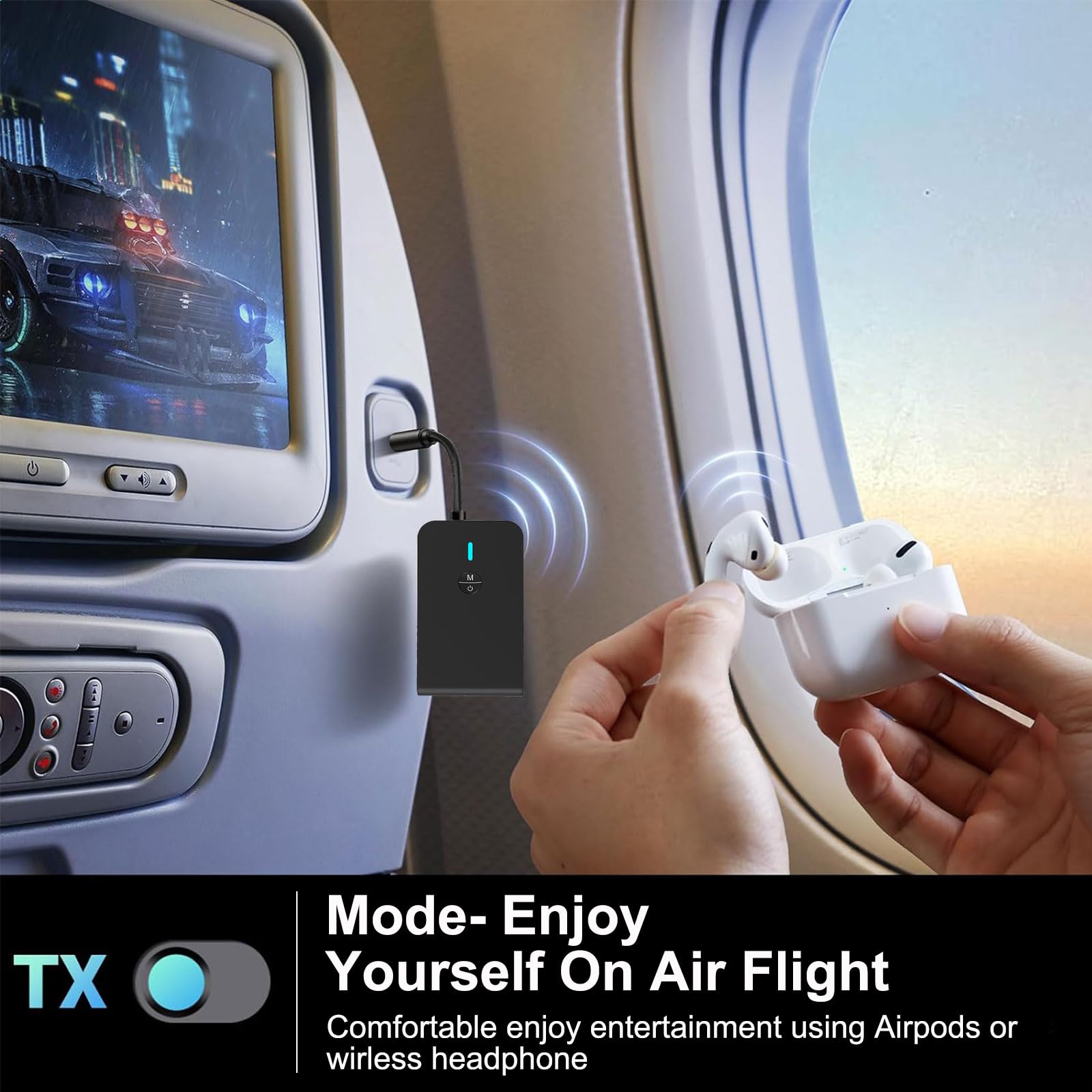 Bluetooth Transmitter For Tv Pc, 2 In 1 Bluetooth Audio Adapter Music Receiver (3.5Mm Jack Cable, Low Latency,Built In Microphon