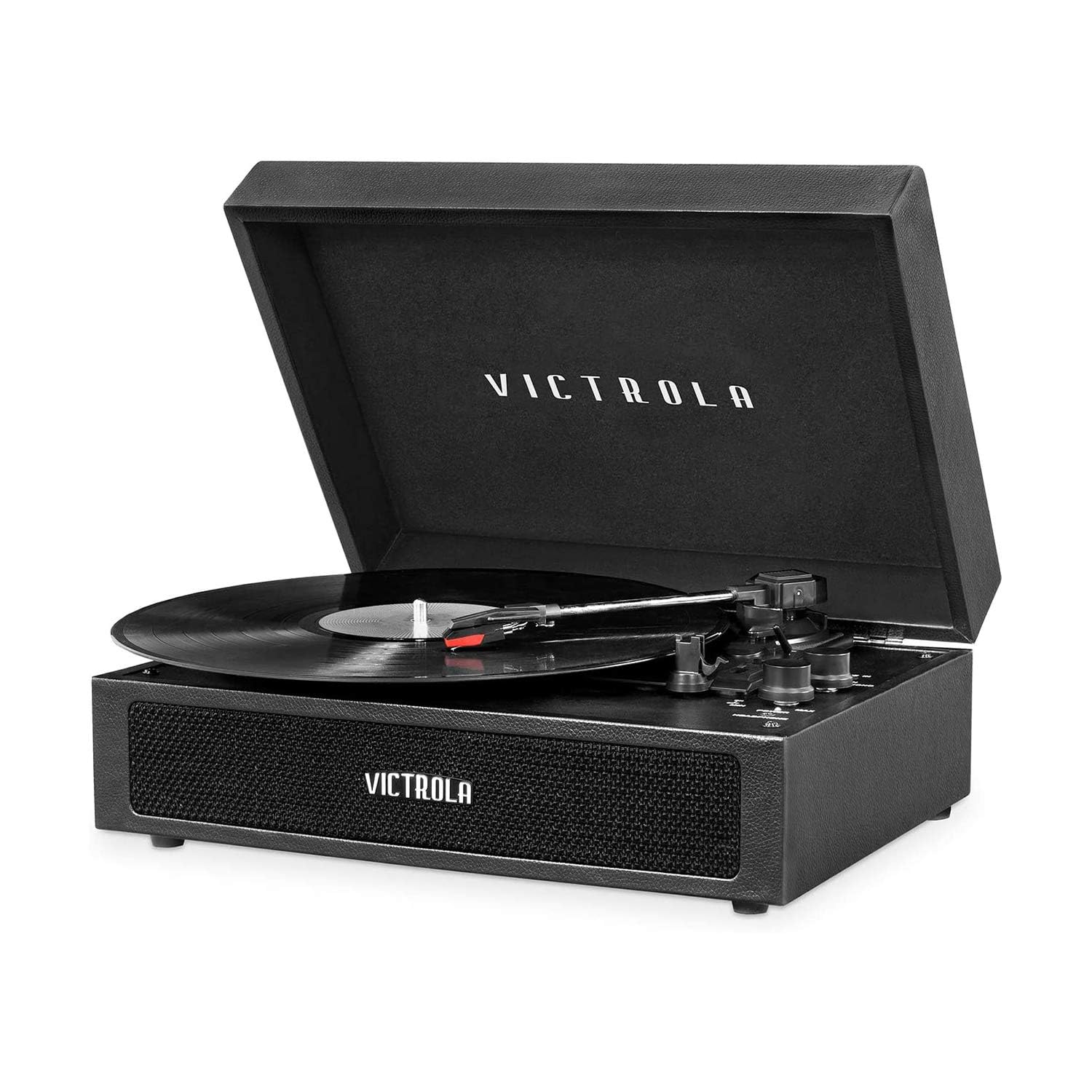Victrola Parker Bluetooth Suitcase Record Player With 3 Speed Turntable, Black