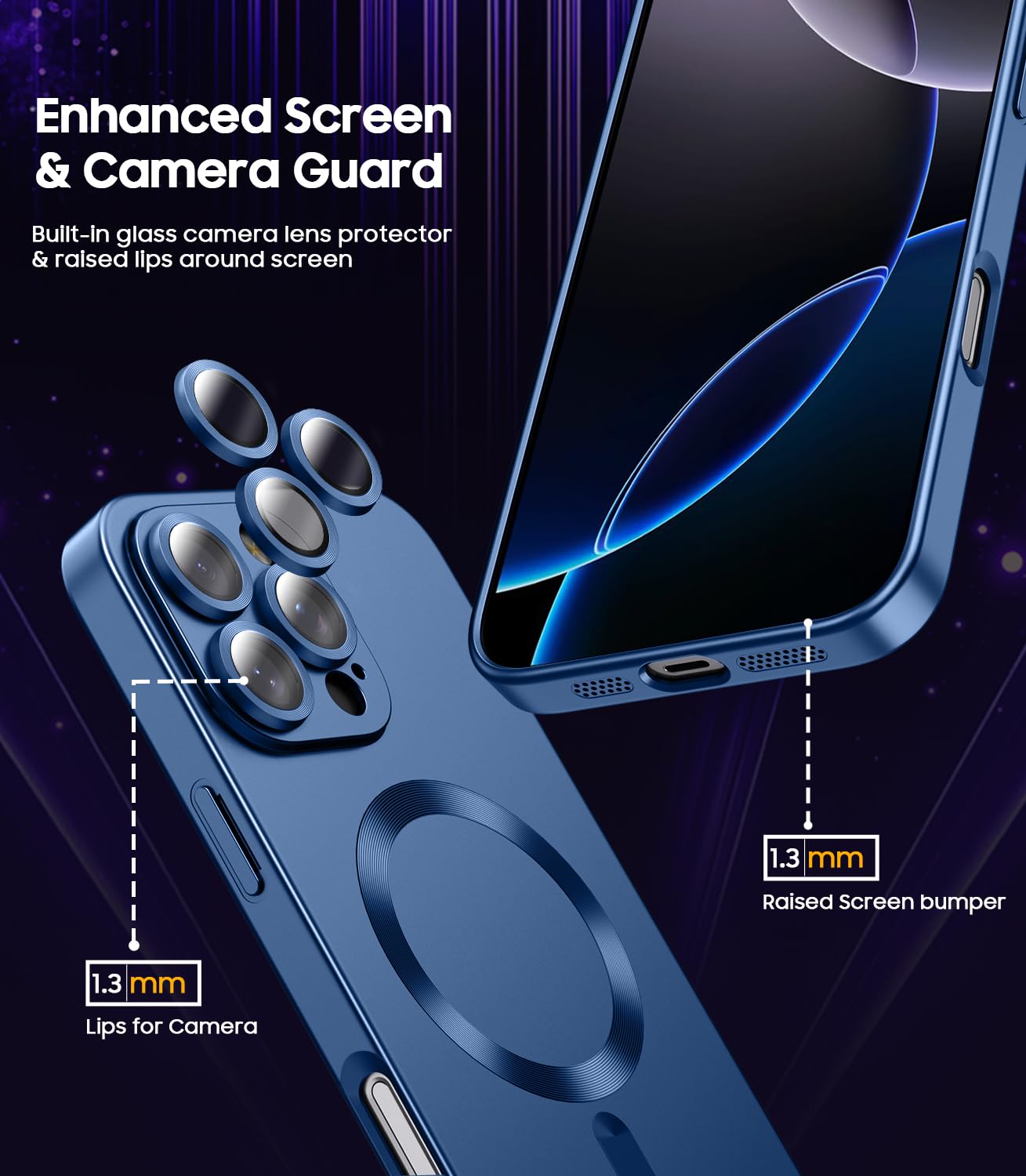 Lekevo Magnetic For Iphone 16 Pro Case [Compatible With Magsafe][Built In Camera Lens Protector] Slim Soft Silicone Bumper Shock